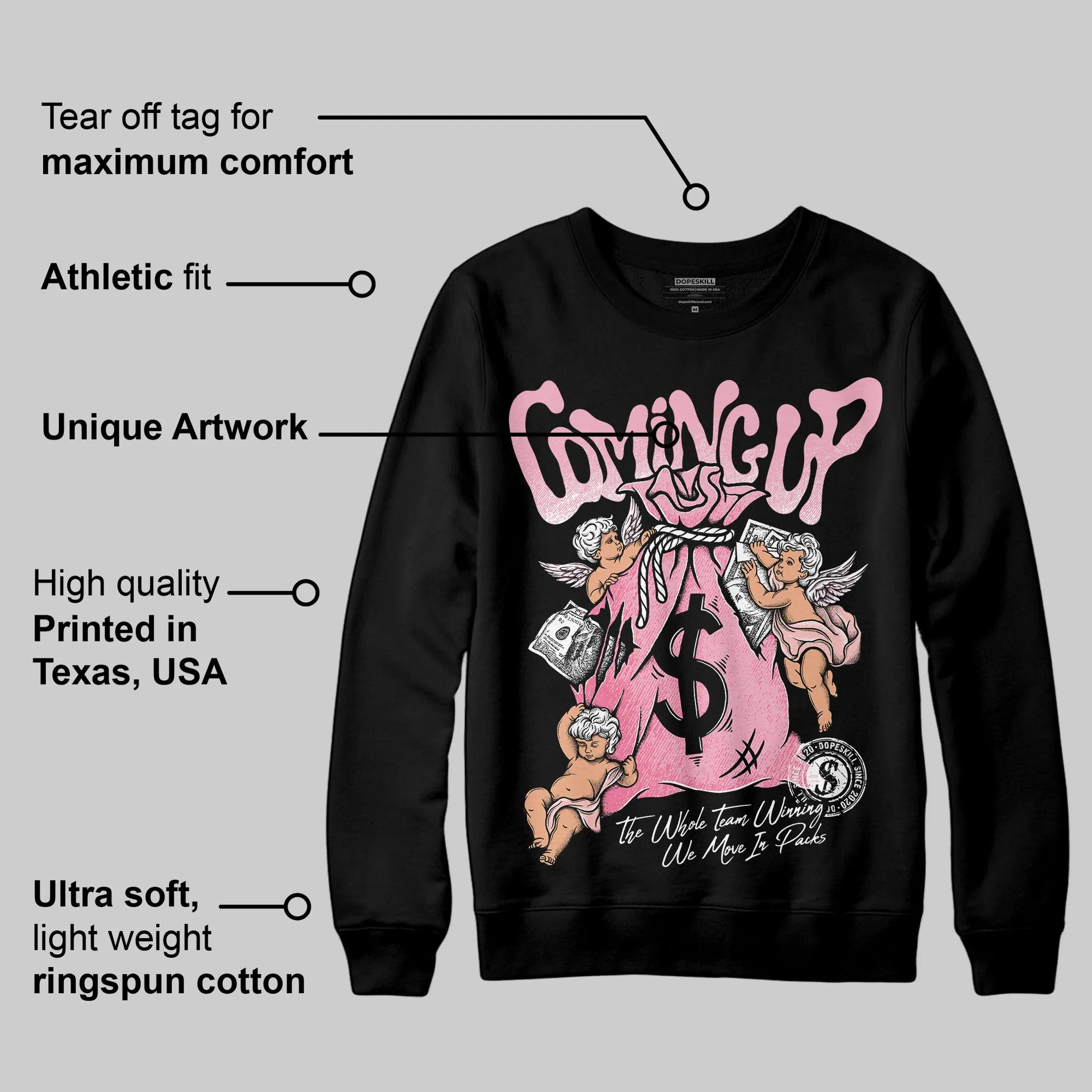 Stars Court White/Pink DopeSkill Sweatshirt Money Bag Coming Up Graphic sold by DopeSkill product image thumbnail 3