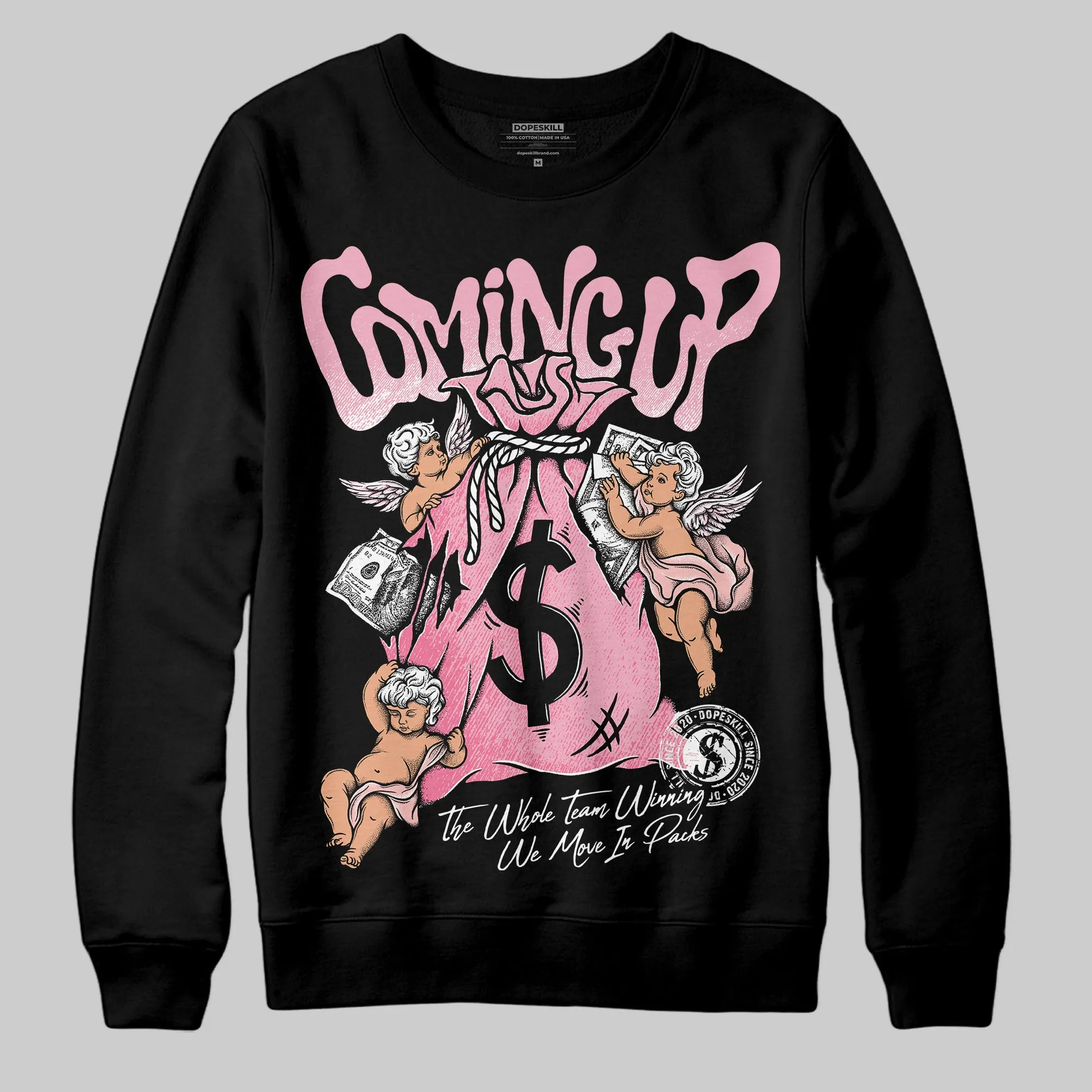 Stars Court White/Pink DopeSkill Sweatshirt Money Bag Coming Up Graphic sold by DopeSkill