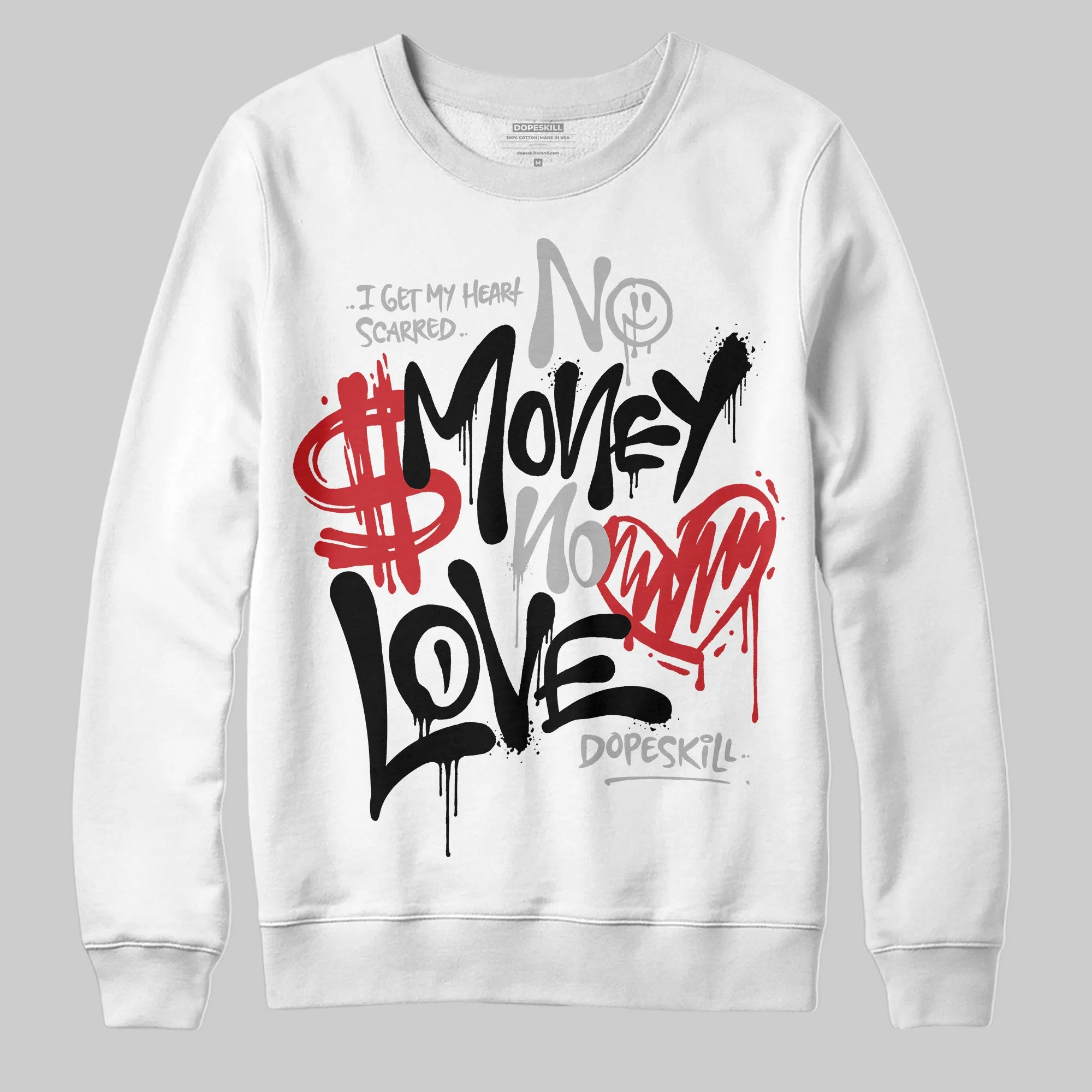 Black Cement 3s DopeSkill Sweatshirt No Money No Love Typo Graphic sold by DopeSkill product image thumbnail 2