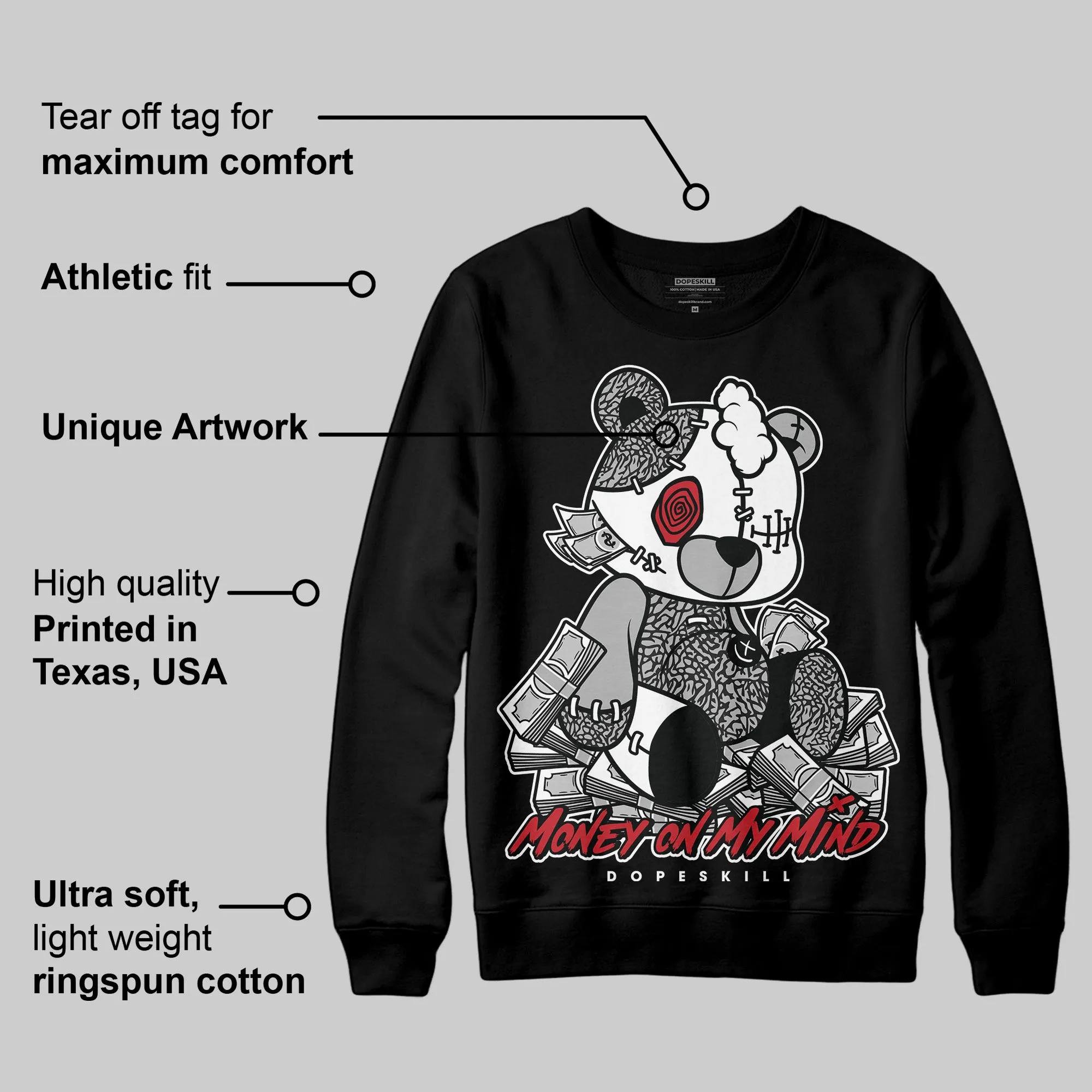 Black Cement 3s DopeSkill Sweatshirt MOMM Bear Graphic sold by DopeSkill product image thumbnail 3