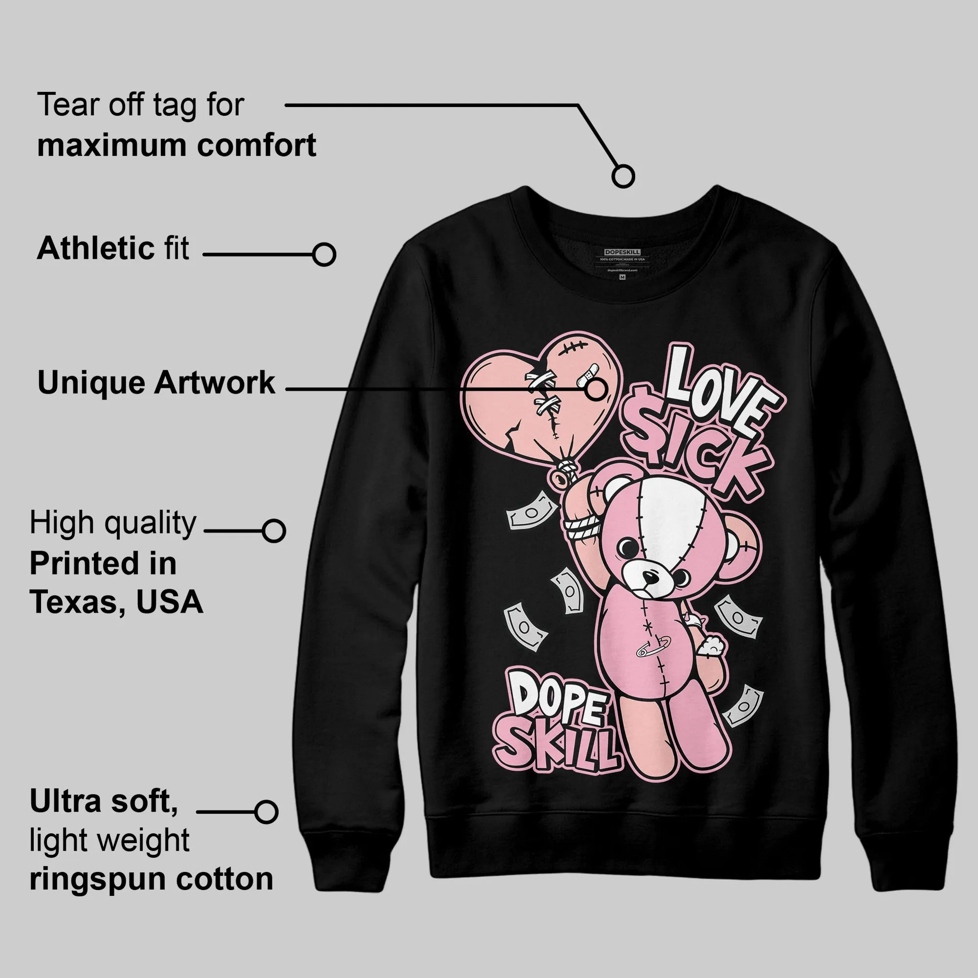 Stars Court White/Pink DopeSkill Sweatshirt Love Sick Graphic sold by DopeSkill product image thumbnail 3