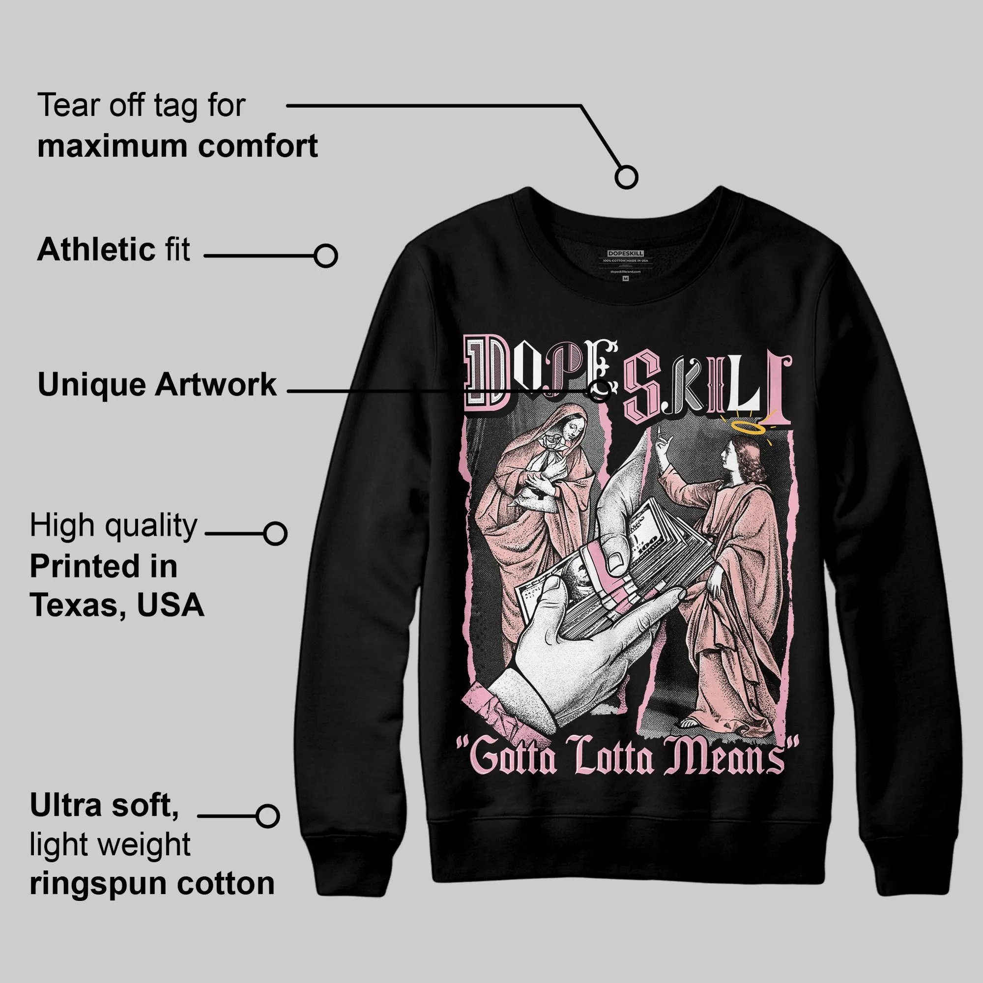 Stars Court White/Pink DopeSkill Sweatshirt Gotta Lotta Means Graphic sold by DopeSkill product image thumbnail 3