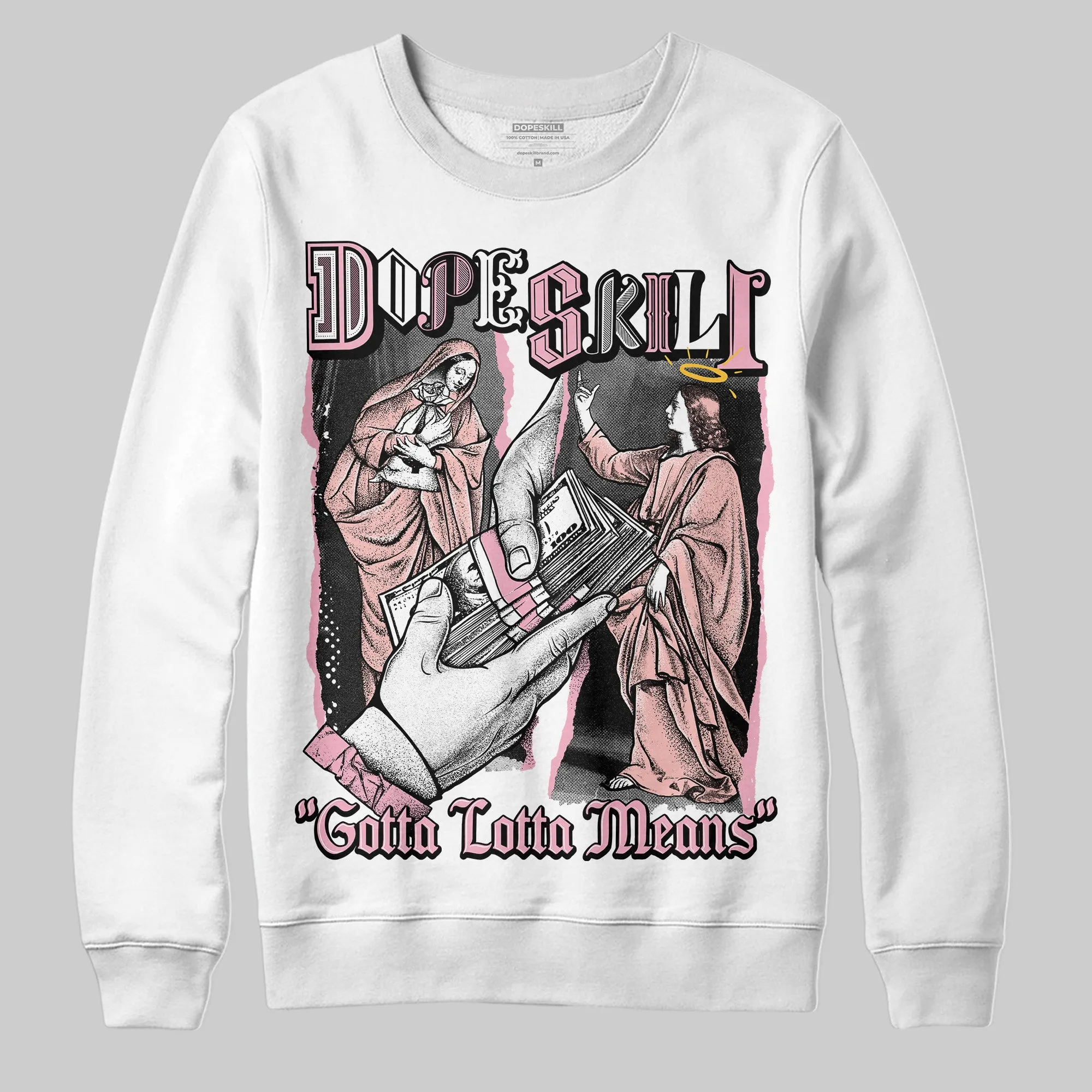 Stars Court White/Pink DopeSkill Sweatshirt Gotta Lotta Means Graphic sold by DopeSkill product image thumbnail 2