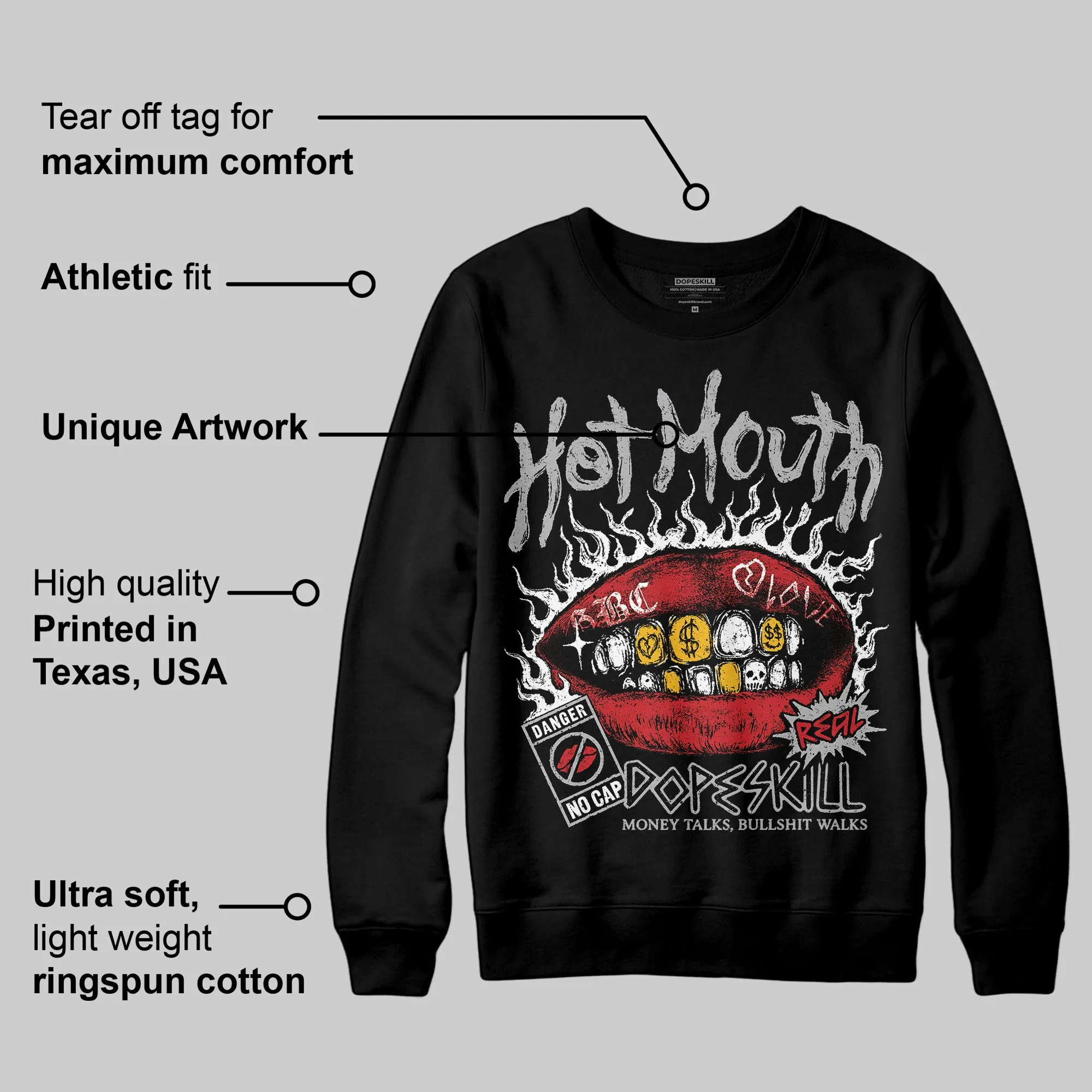 Black Cement 3s DopeSkill Sweatshirt Hot Mouth Graphic sold by DopeSkill product image thumbnail 3