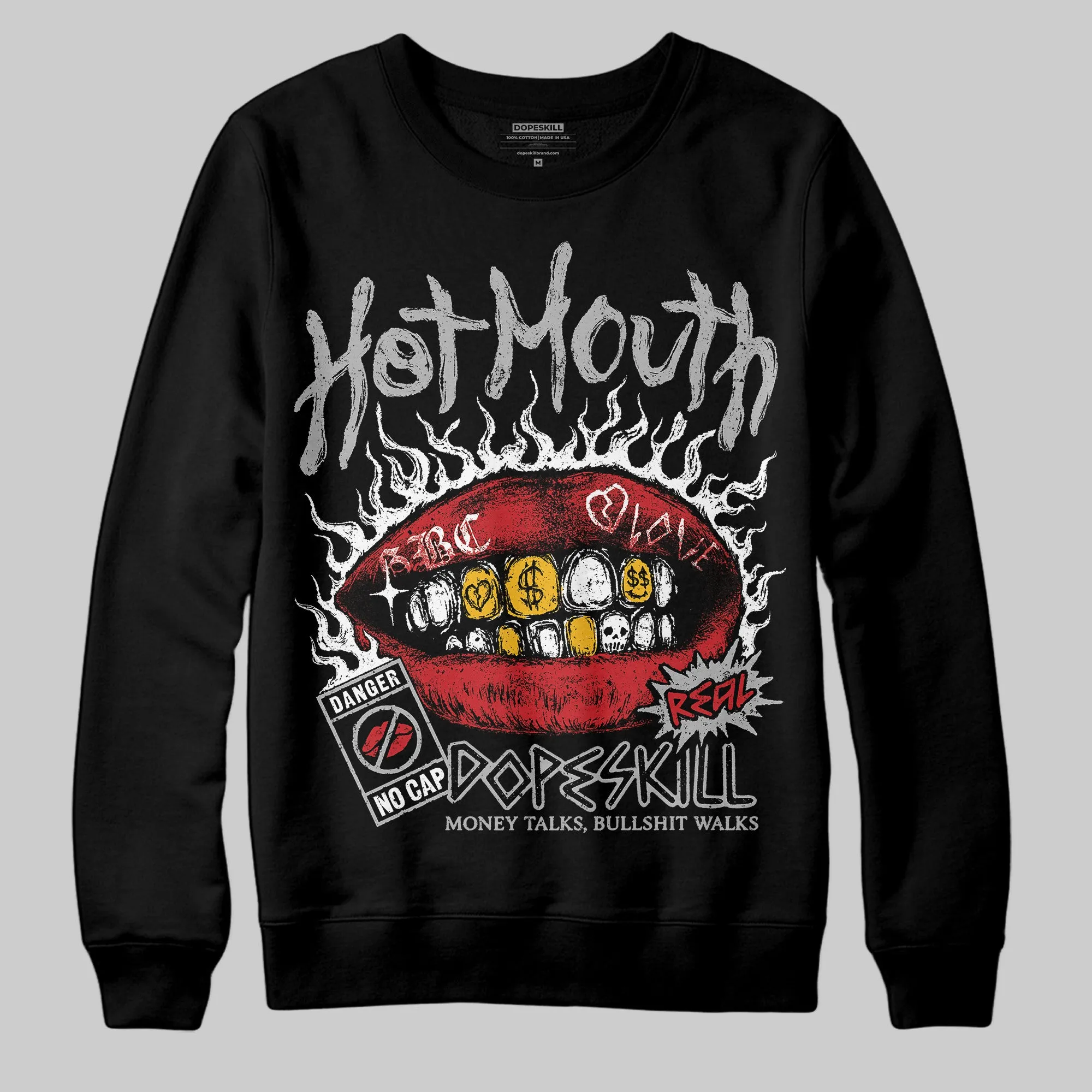 Black Cement 3s DopeSkill Sweatshirt Hot Mouth Graphic sold by DopeSkill