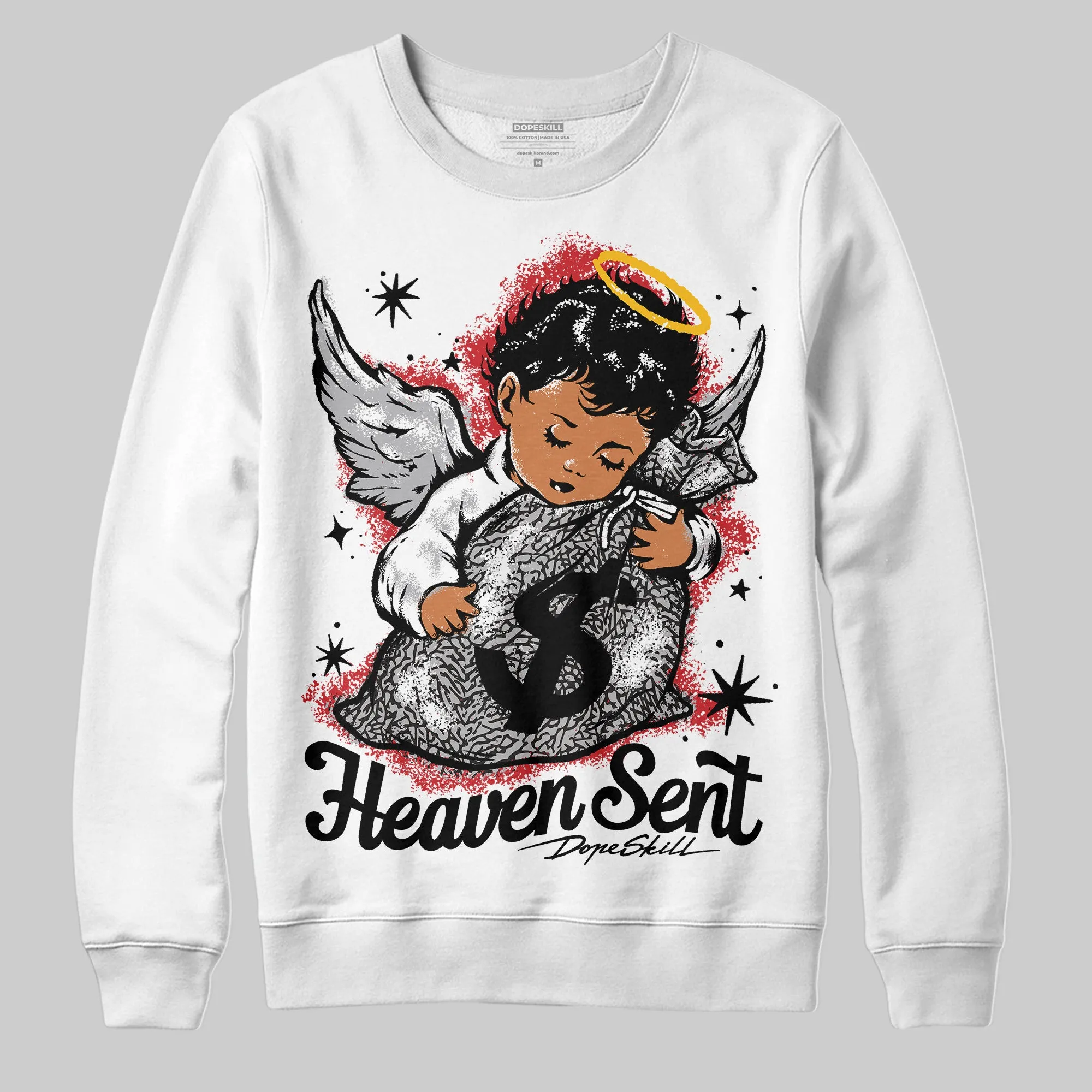 Black Cement 3s DopeSkill Sweatshirt Heaven Sent Graphic sold by DopeSkill product image thumbnail 2