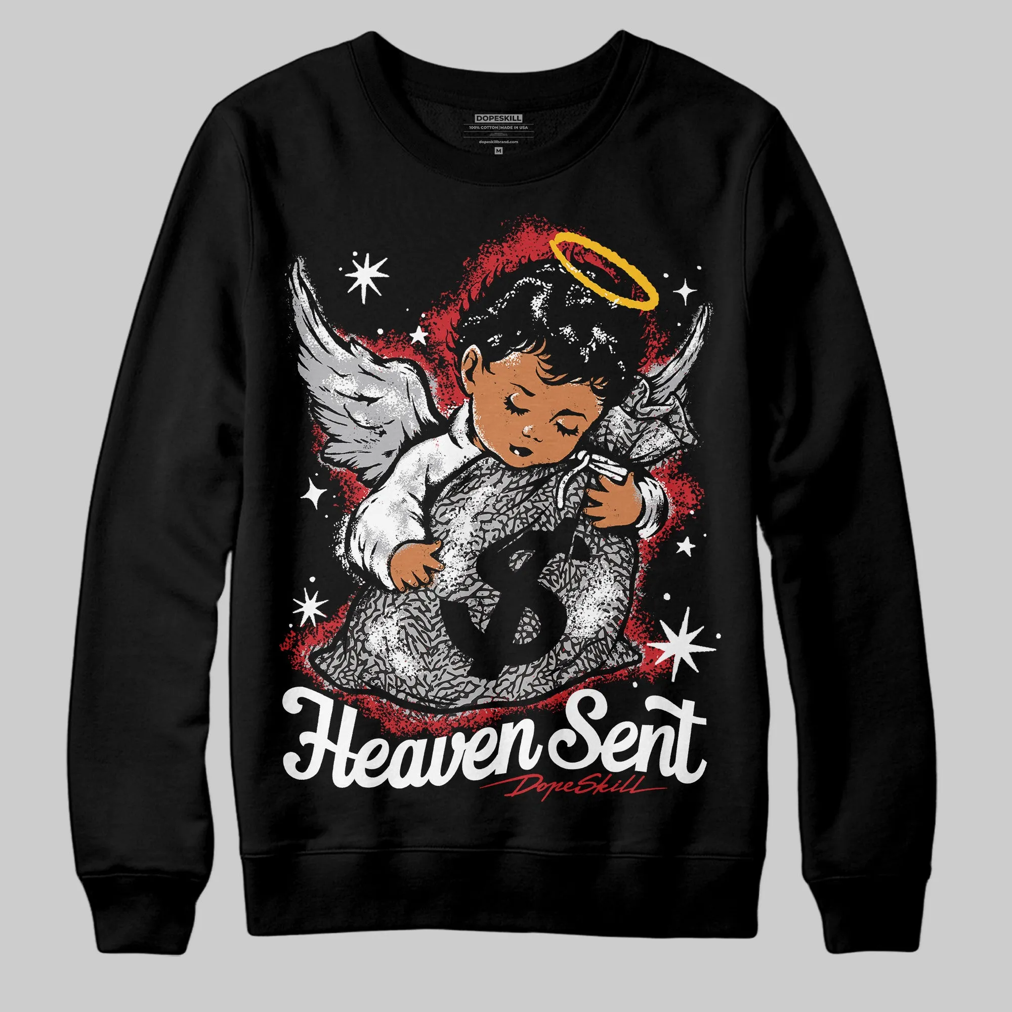 Black Cement 3s DopeSkill Sweatshirt Heaven Sent Graphic sold by DopeSkill
