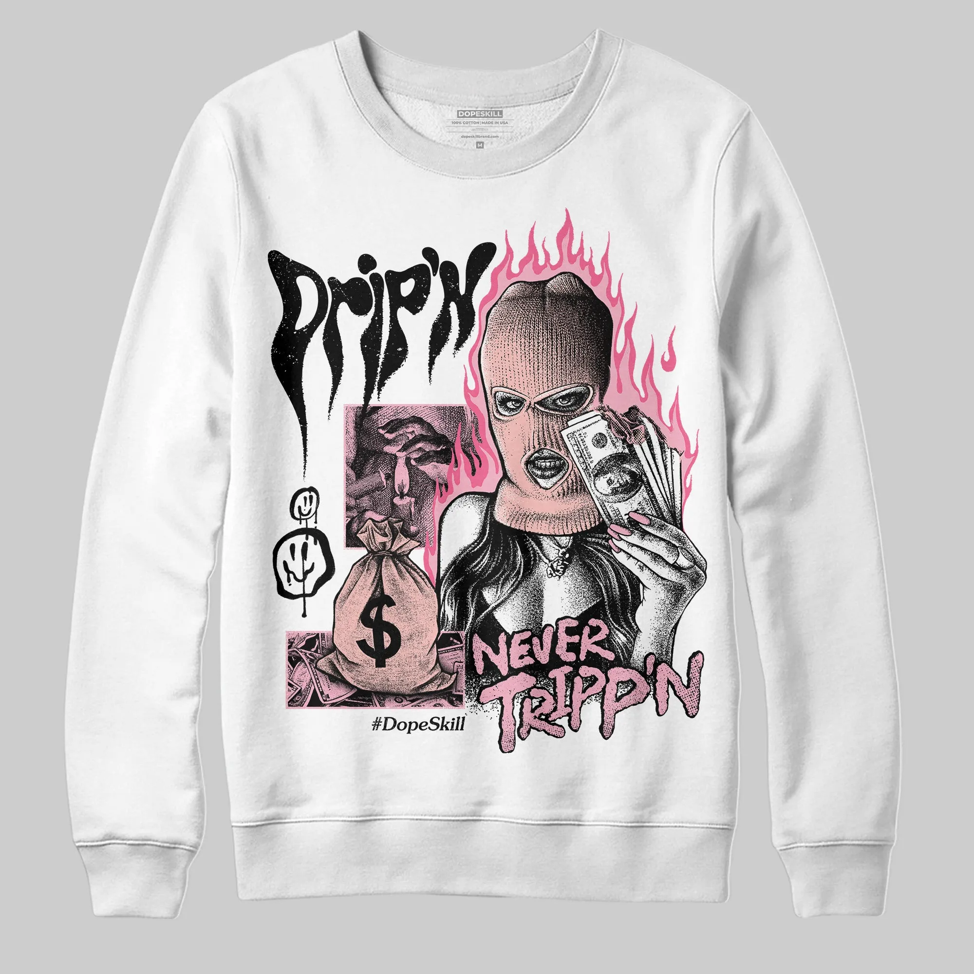 Stars Court White/Pink DopeSkill Sweatshirt Drip'n Never Tripp'n Graphic sold by DopeSkill product image thumbnail 2