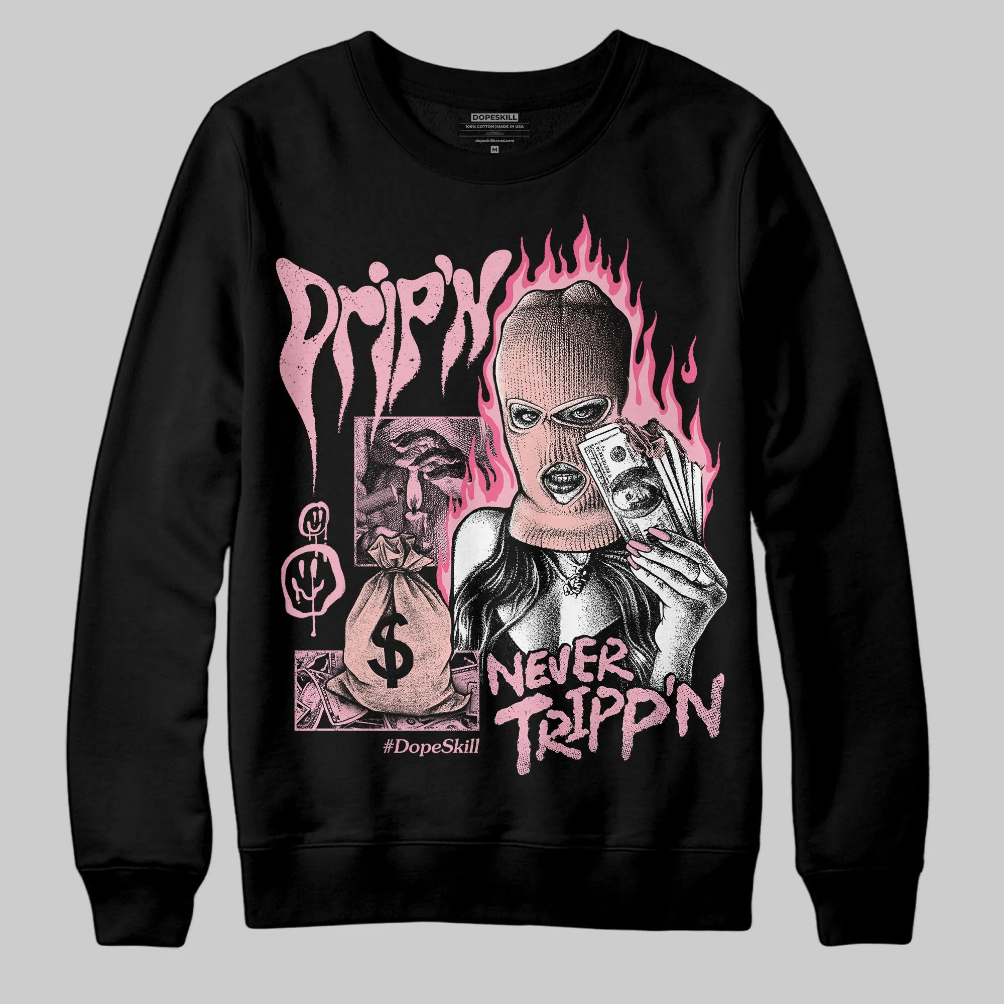 Stars Court White/Pink DopeSkill Sweatshirt Drip'n Never Tripp'n Graphic sold by DopeSkill