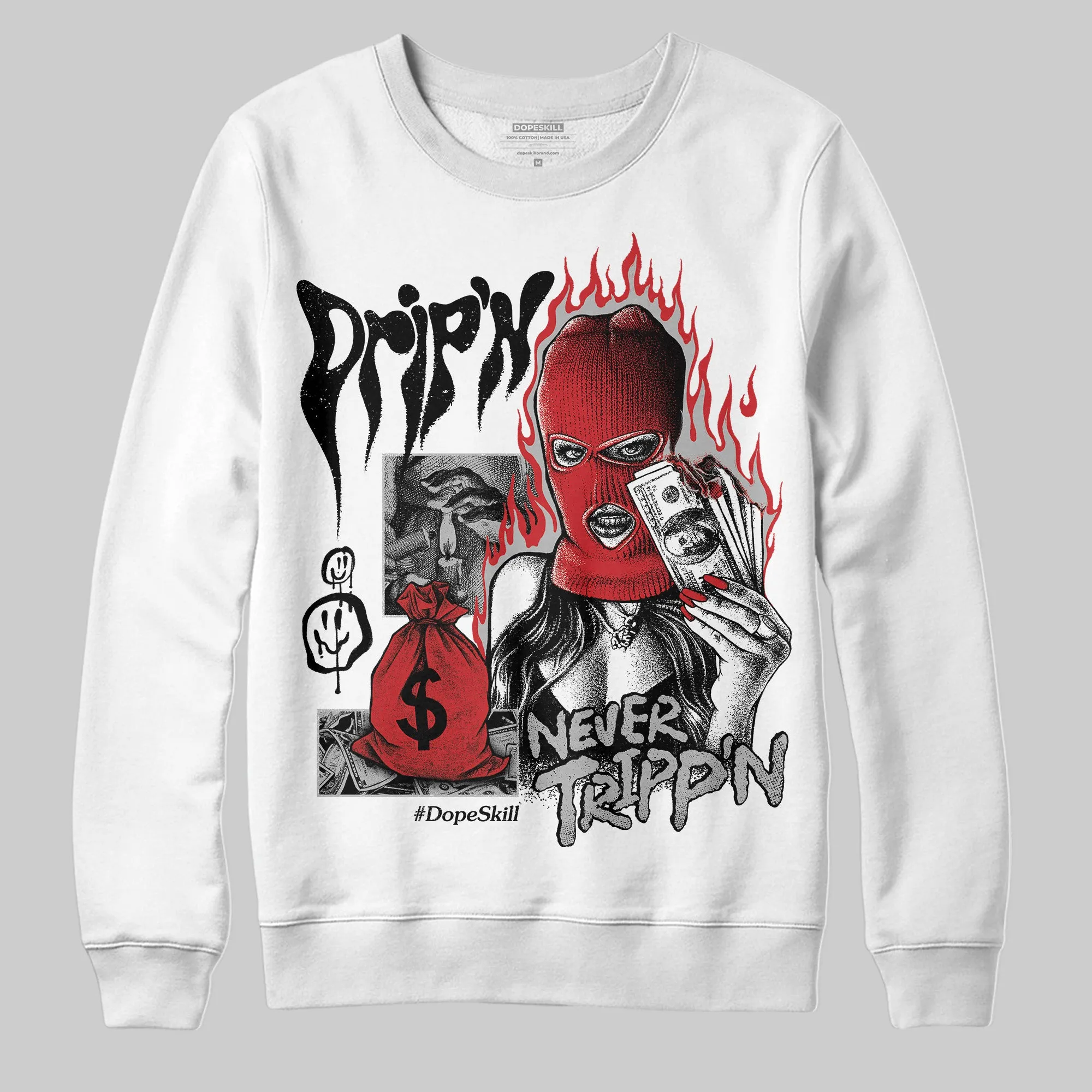 Black Cement 3s DopeSkill Sweatshirt Drip'n Never Tripp'n Graphic sold by DopeSkill product image thumbnail 2