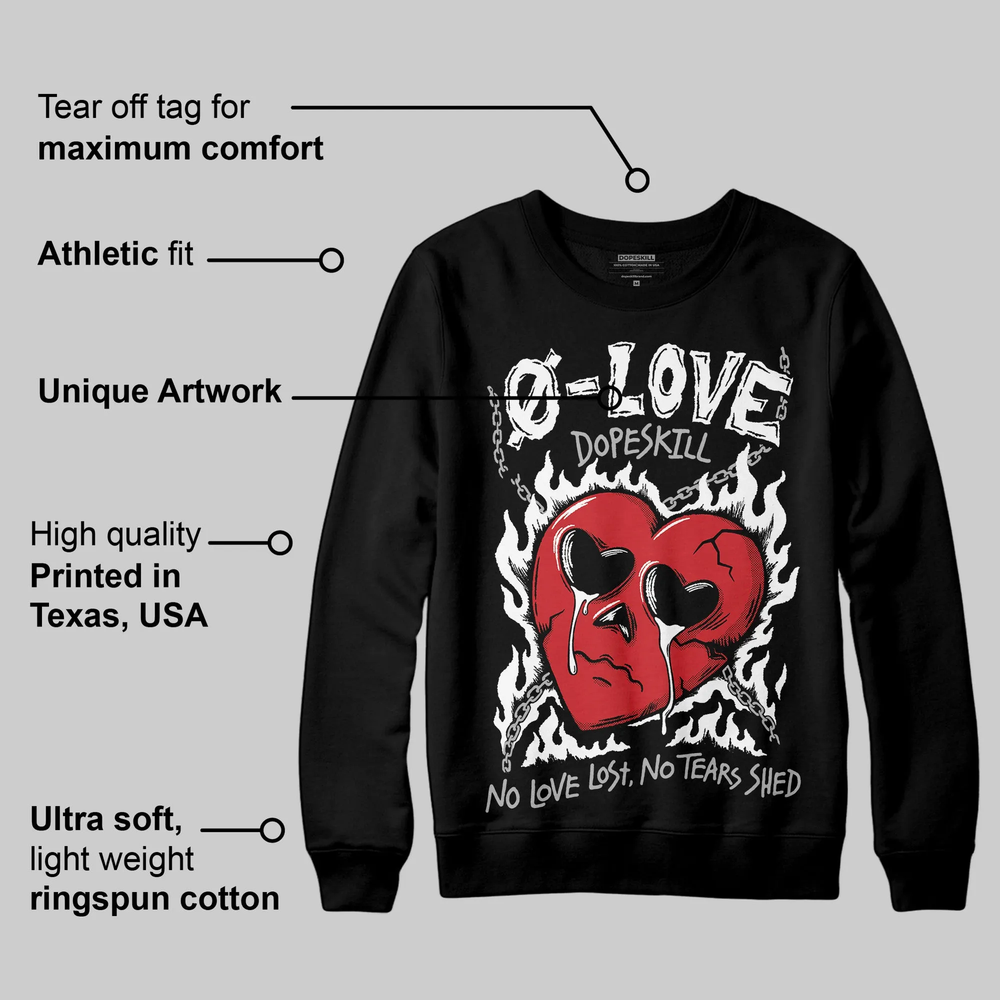 Black Cement 3s DopeSkill Sweatshirt Crying Heart Graphic sold by DopeSkill product image thumbnail 3