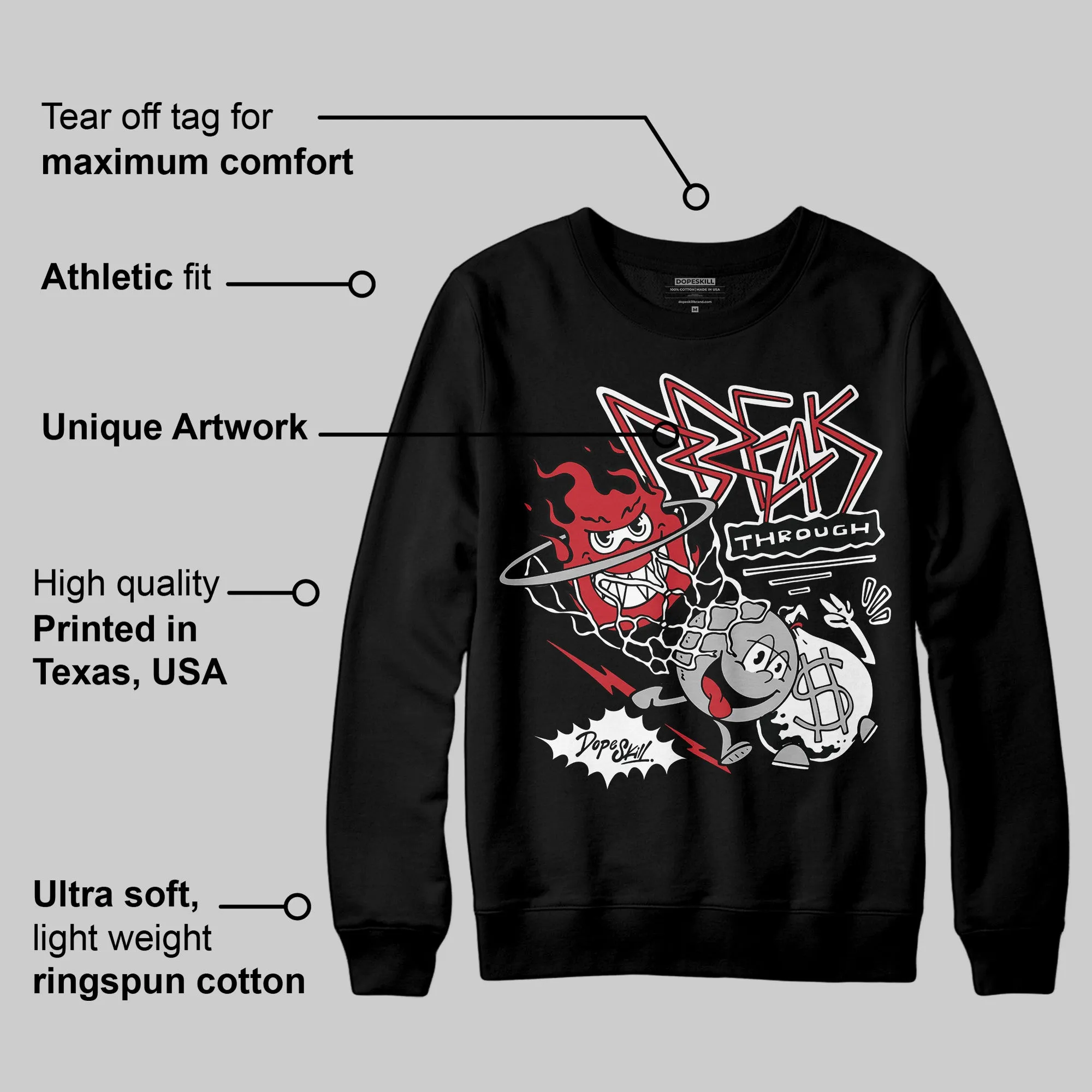 Black Cement 3s DopeSkill Sweatshirt Break Through Graphic sold by DopeSkill product image thumbnail 3