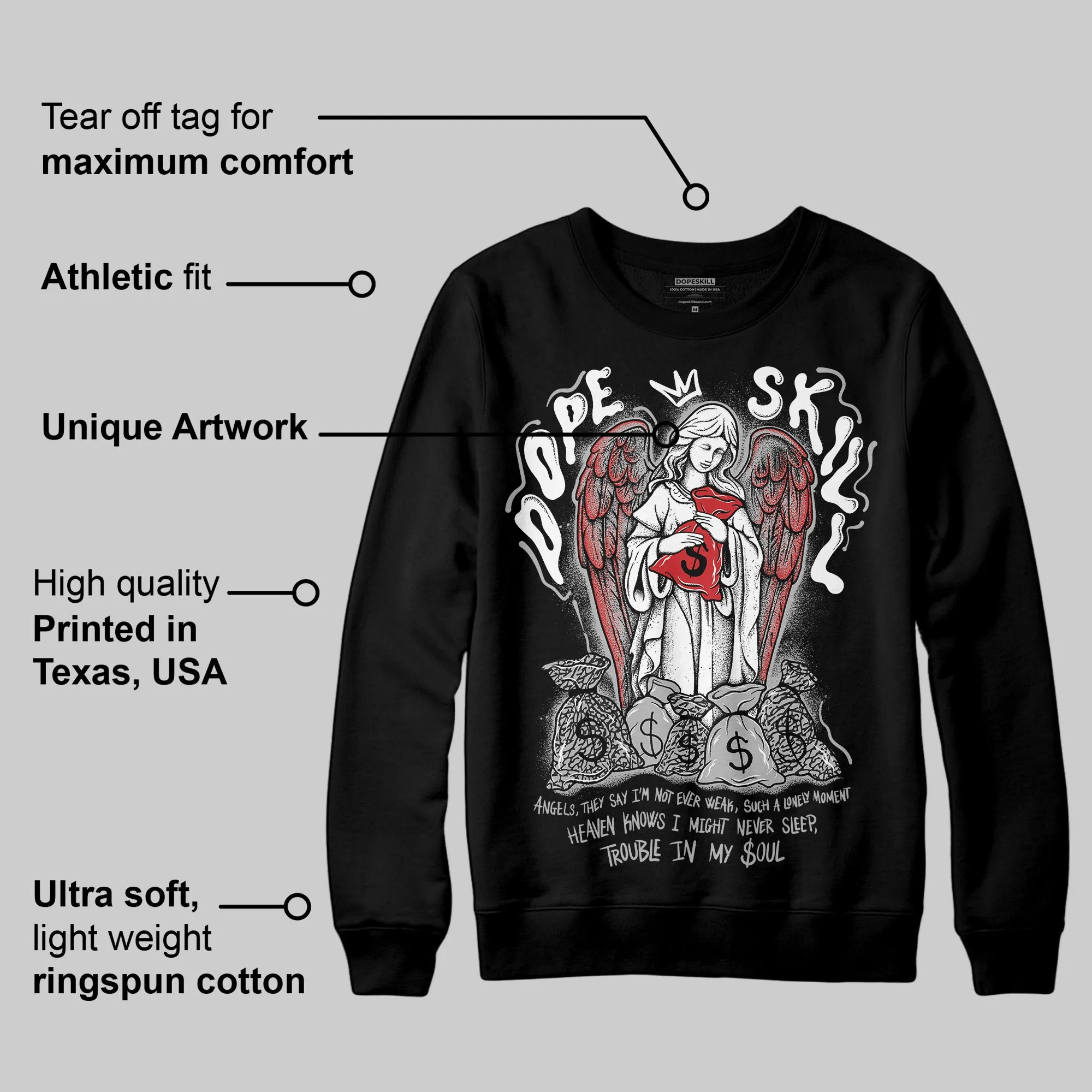 Black Cement 3s DopeSkill Sweatshirt Angels Graphic sold by DopeSkill product image thumbnail 3