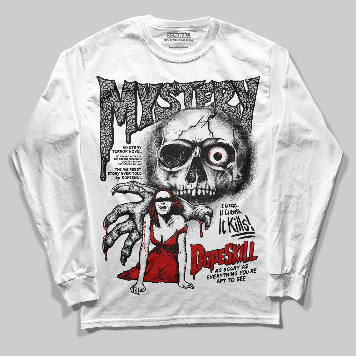Black Cement 3s DopeSkill Long Sleeve T-Shirt Mystery Ghostly Grasp Graphic sold by DopeSkill product image thumbnail 2