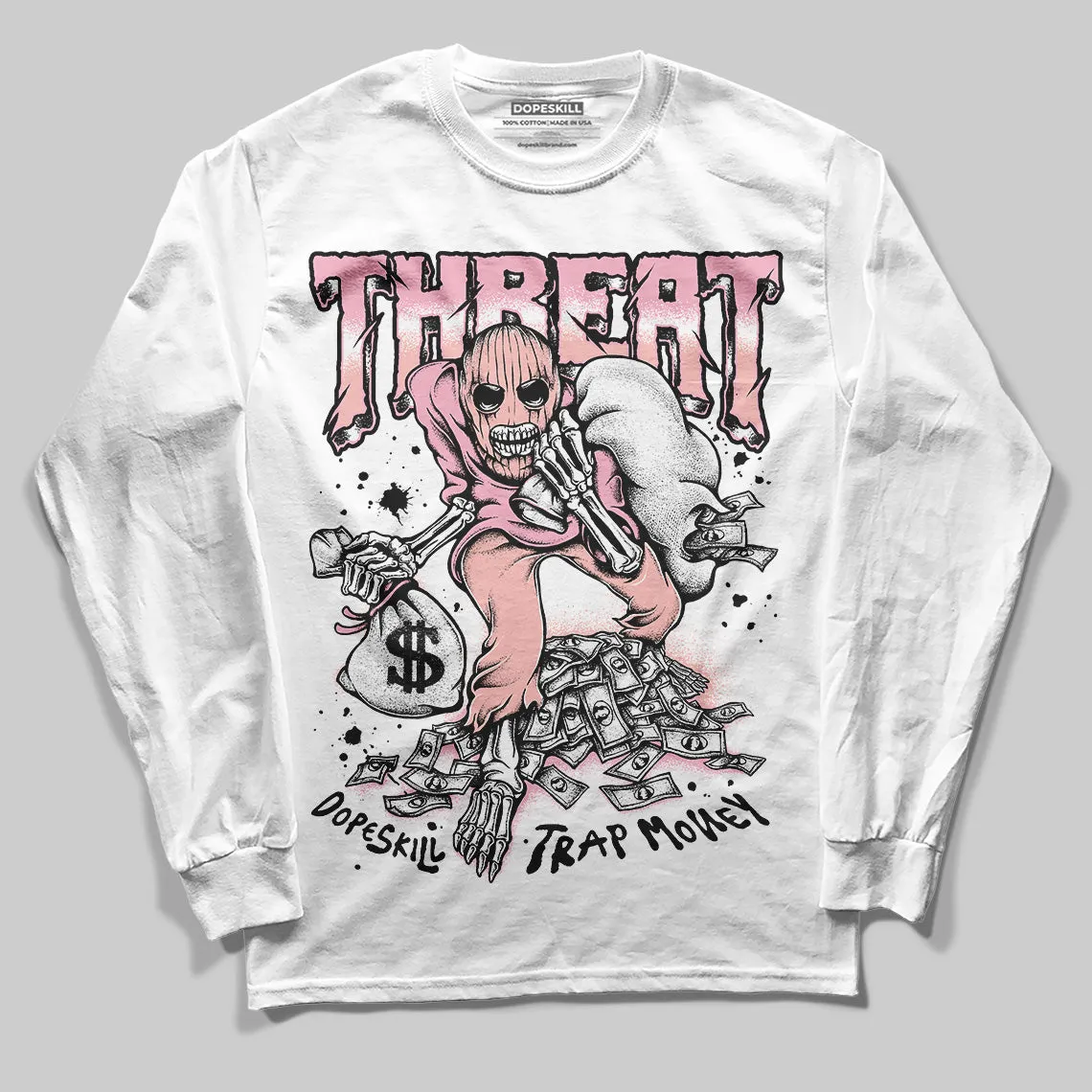 Stars Court White/Pink DopeSkill Long Sleeve T-Shirt Threat Graphic sold by DopeSkill product image thumbnail 2