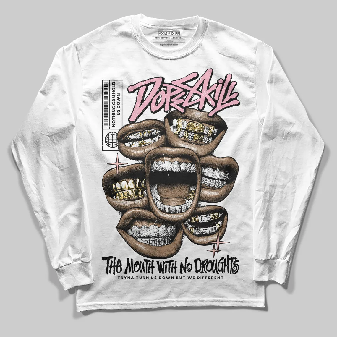Stars Court White/Pink DopeSkill Long Sleeve T-Shirt The Mouth With No Droughts Graphic sold by DopeSkill product image thumbnail 2