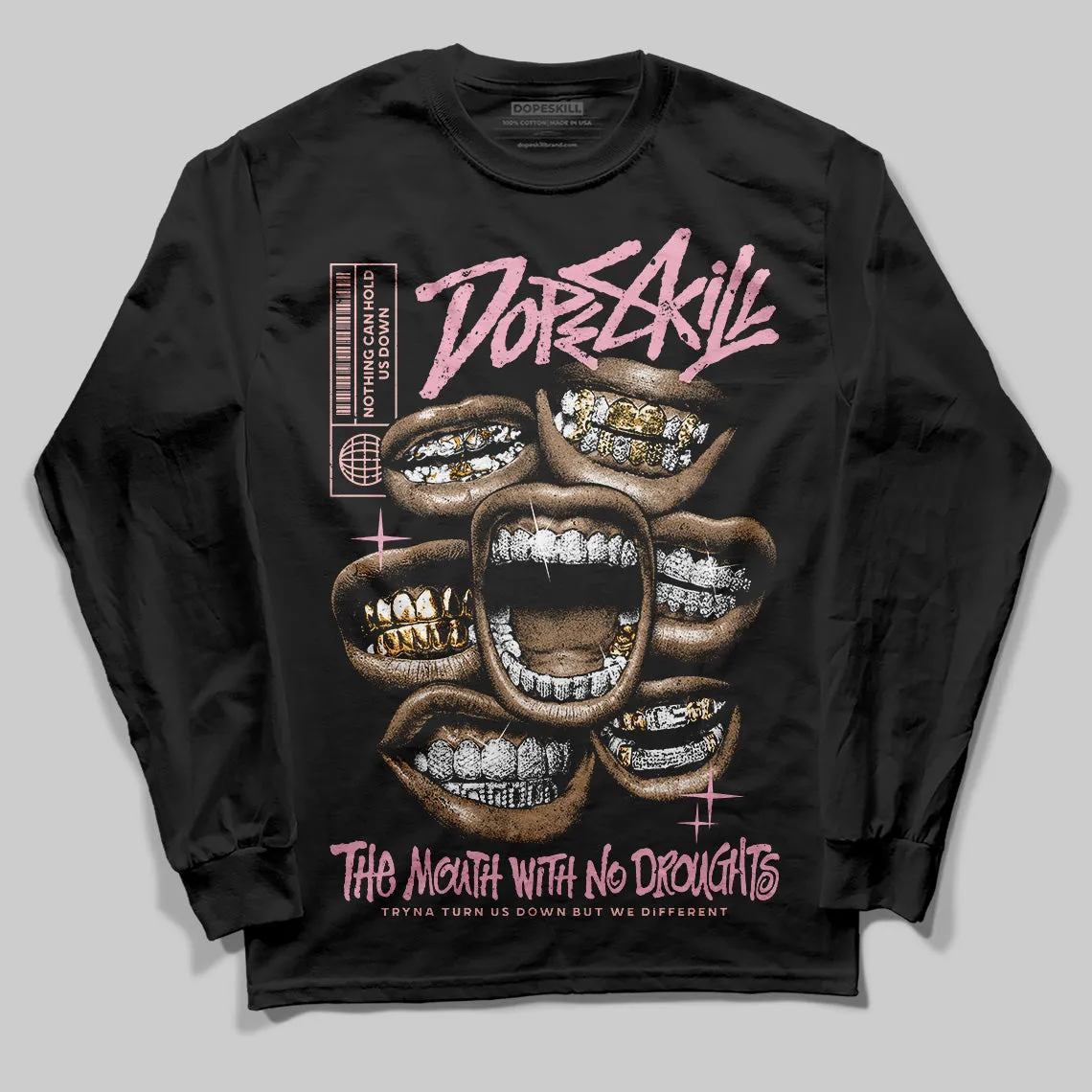 Stars Court White/Pink DopeSkill Long Sleeve T-Shirt The Mouth With No Droughts Graphic sold by DopeSkill