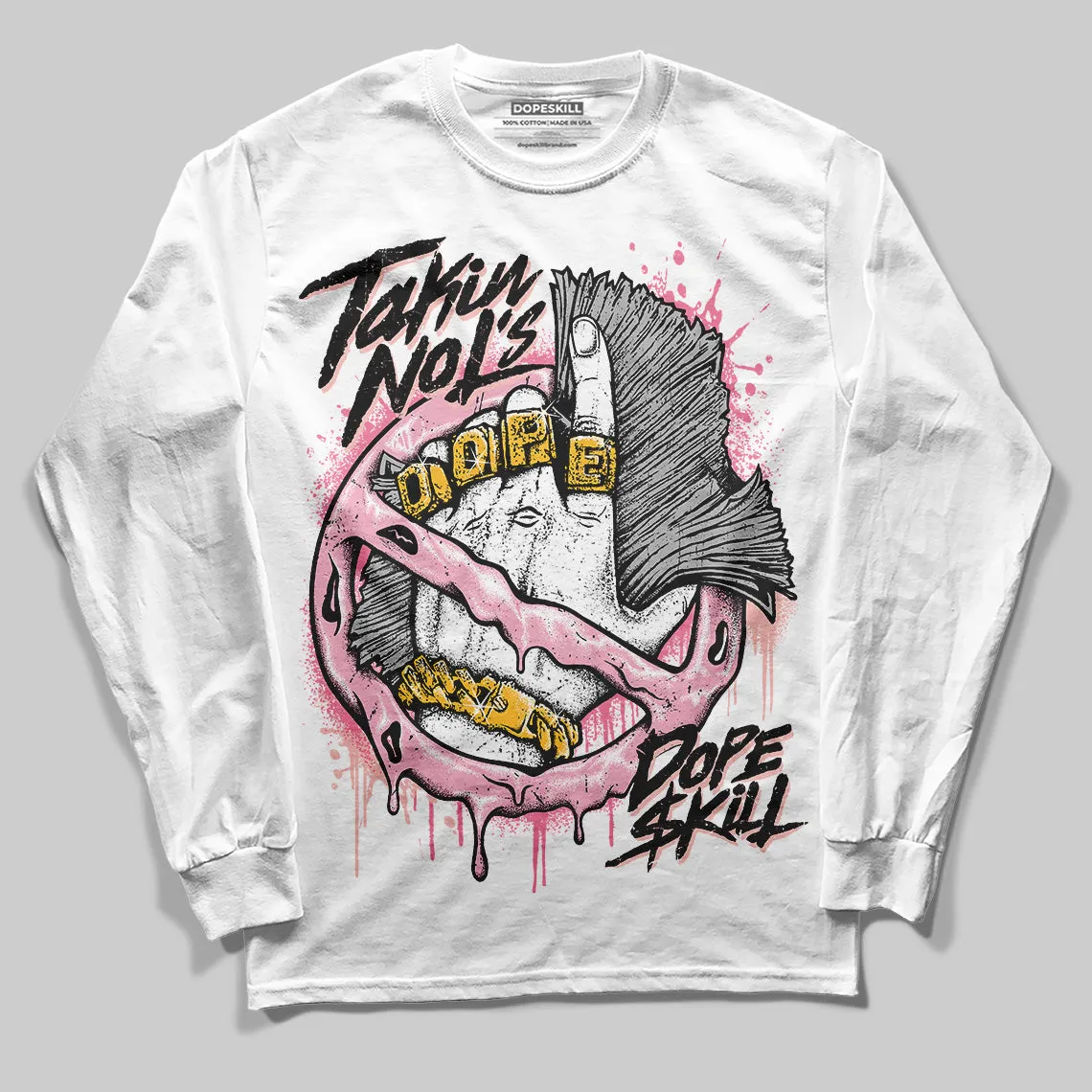 Stars Court White/Pink DopeSkill Long Sleeve T-Shirt Takin No L's Graphic sold by DopeSkill product image thumbnail 2