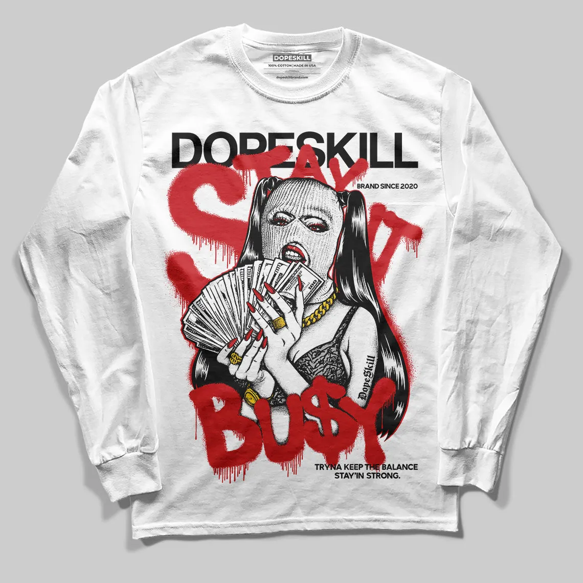 Black Cement 3s DopeSkill Long Sleeve T-Shirt Stay It Busy Graphic sold by DopeSkill product image thumbnail 2