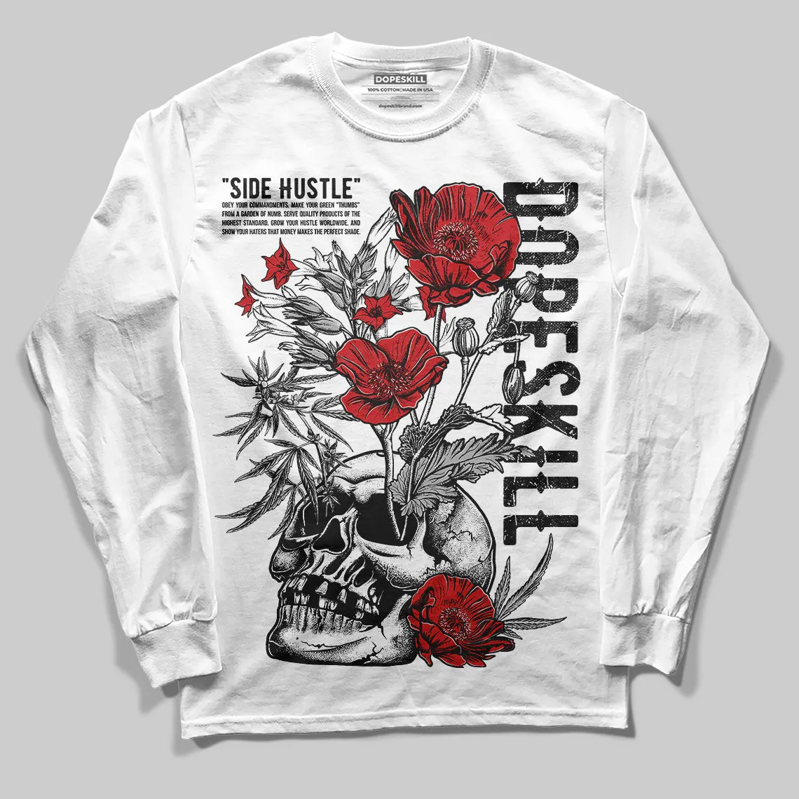 Black Cement 3s DopeSkill Long Sleeve T-Shirt Side Hustle Graphic sold by DopeSkill product image thumbnail 2