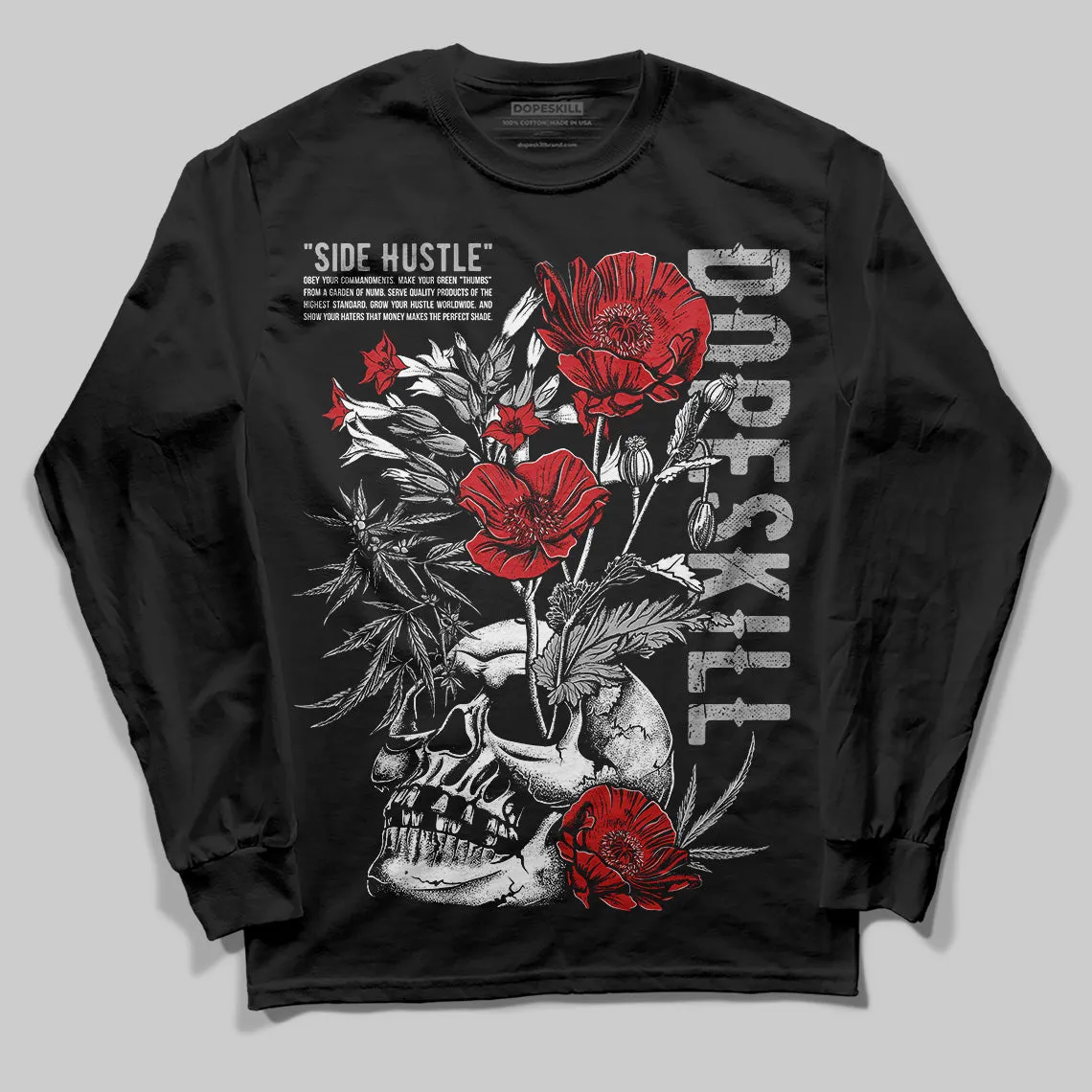 Black Cement 3s DopeSkill Long Sleeve T-Shirt Side Hustle Graphic sold by DopeSkill