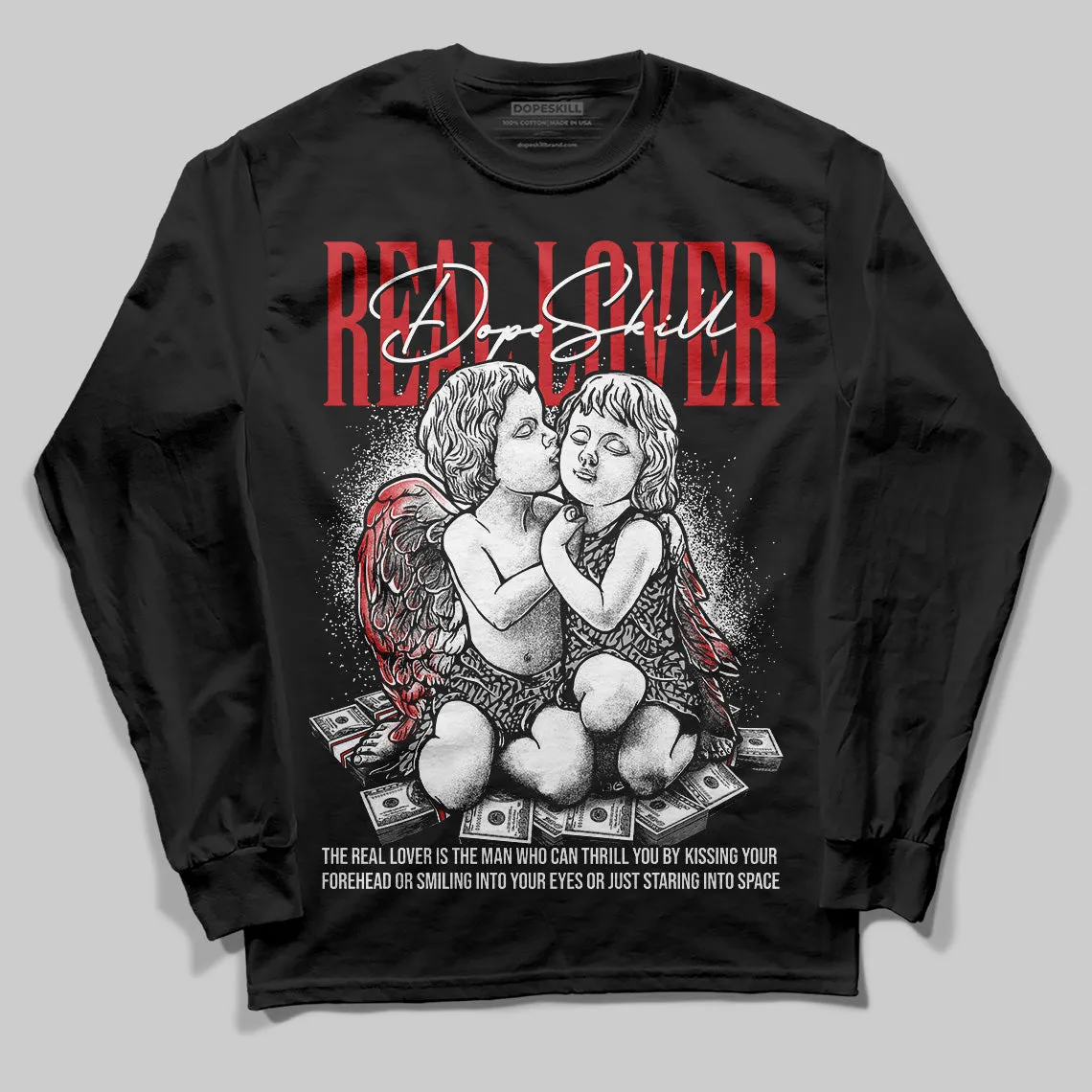 Black Cement 3s DopeSkill Long Sleeve T-Shirt Real Lover Graphic sold by DopeSkill