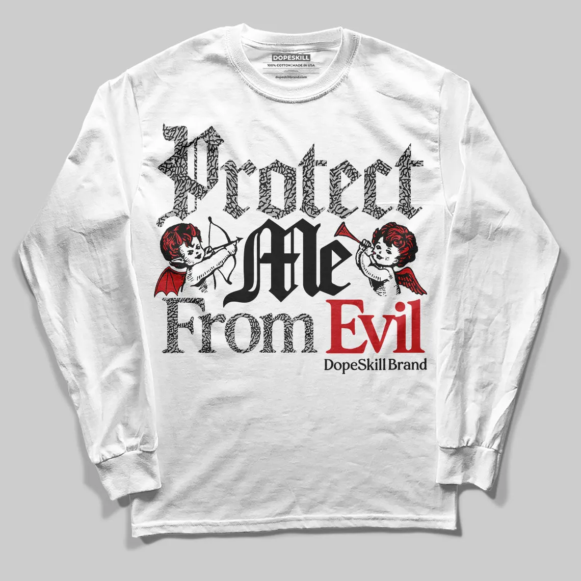 Black Cement 3s DopeSkill Long Sleeve T-Shirt Protect Me From Evil Graphic sold by DopeSkill product image thumbnail 2