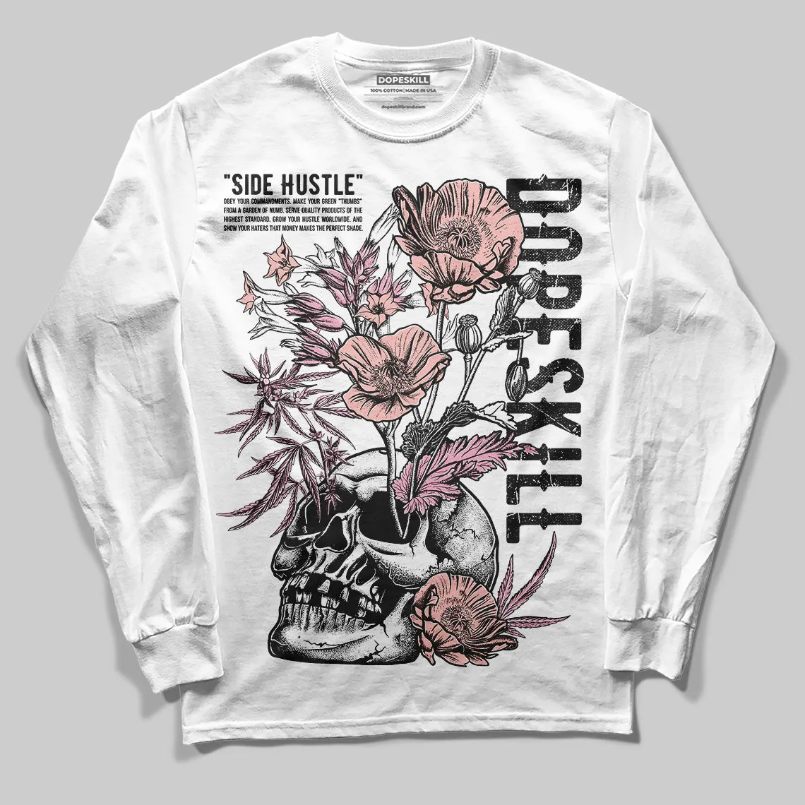 Stars Court White/Pink DopeSkill Long Sleeve T-Shirt Side Hustle Graphic sold by DopeSkill product image thumbnail 2