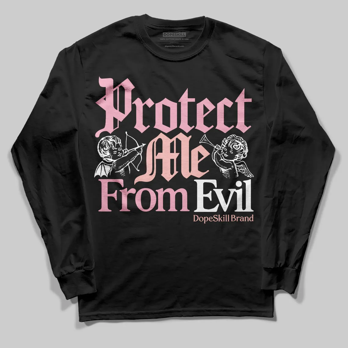 Stars Court White/Pink DopeSkill Long Sleeve T-Shirt Protect Me From Evil Graphic sold by DopeSkill