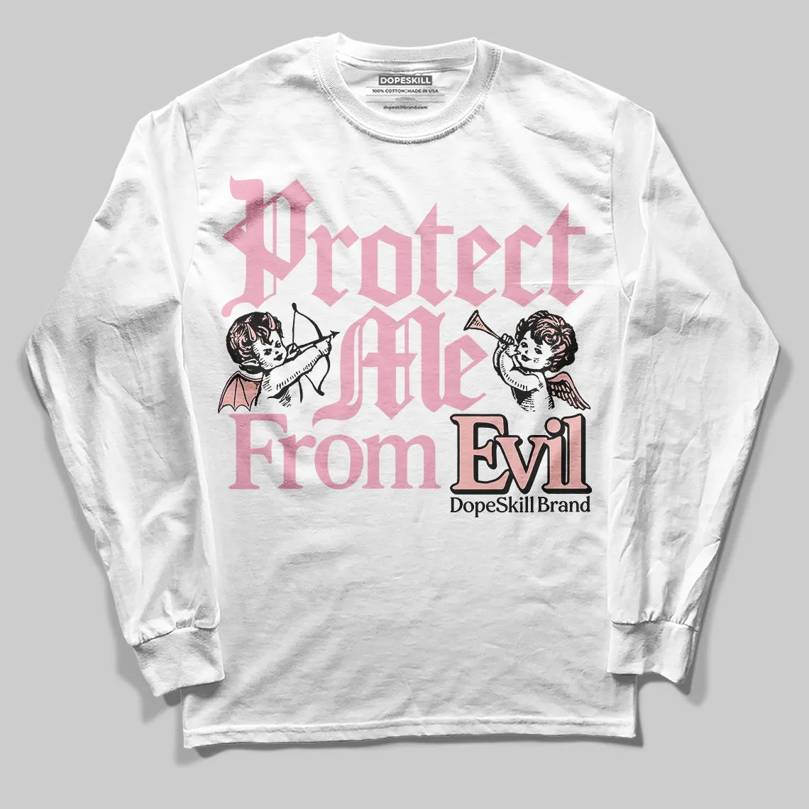 Stars Court White/Pink DopeSkill Long Sleeve T-Shirt Protect Me From Evil Graphic sold by DopeSkill product image thumbnail 2