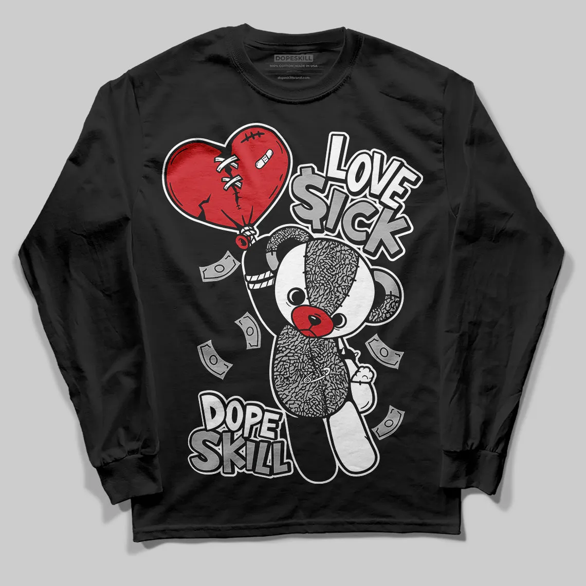 Black Cement 3s DopeSkill Long Sleeve T-Shirt Love Sick Graphic sold by DopeSkill