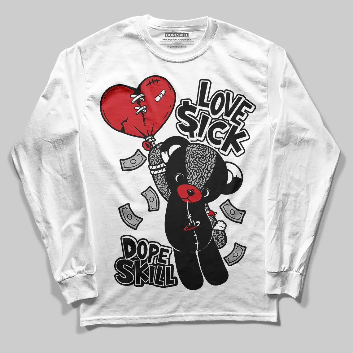 Black Cement 3s DopeSkill Long Sleeve T-Shirt Love Sick Graphic sold by DopeSkill product image thumbnail 2
