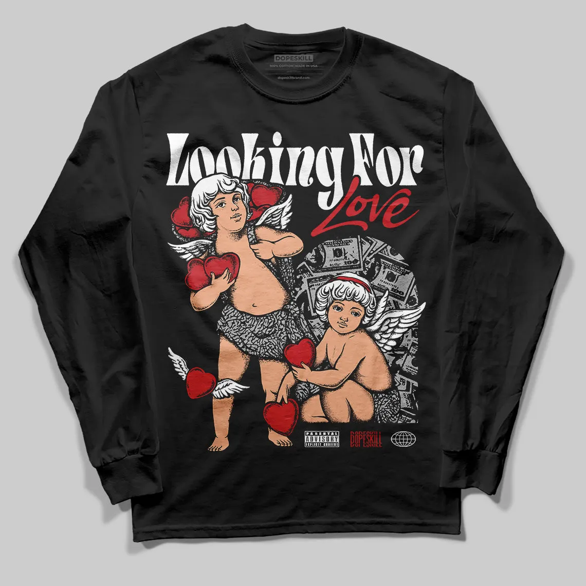 Black Cement 3s DopeSkill Long Sleeve T-Shirt Looking For Love Graphic sold by DopeSkill