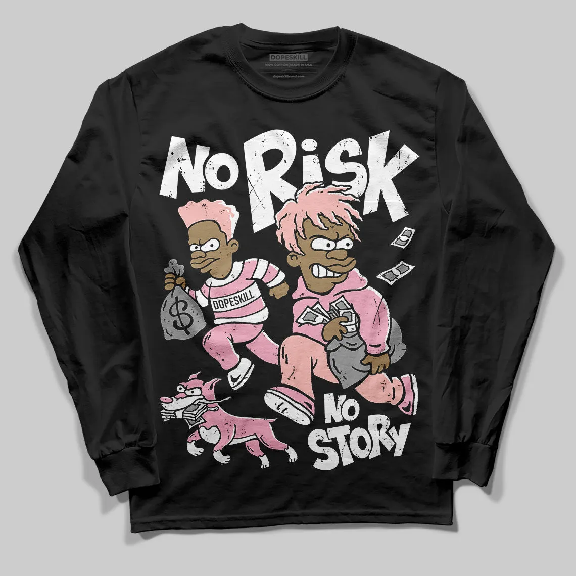 Stars Court White/Pink DopeSkill Long Sleeve T-Shirt No Risk No Story Graphic sold by DopeSkill