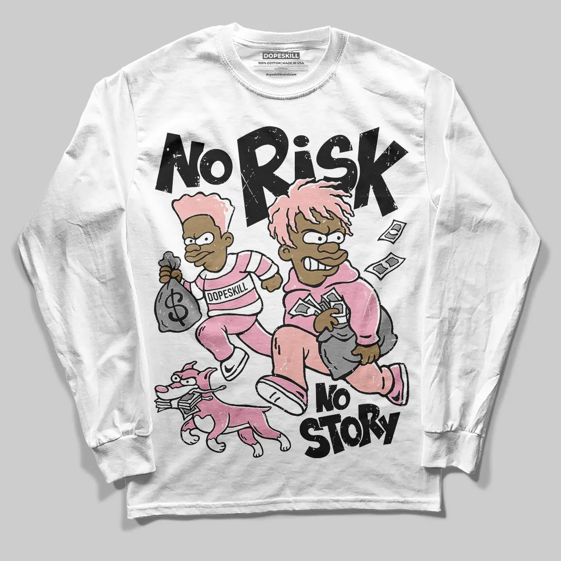 Stars Court White/Pink DopeSkill Long Sleeve T-Shirt No Risk No Story Graphic sold by DopeSkill product image thumbnail 2