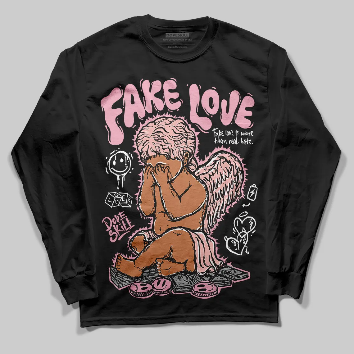 Stars Court White/Pink DopeSkill Long Sleeve T-Shirt New Fake Love Graphic sold by DopeSkill