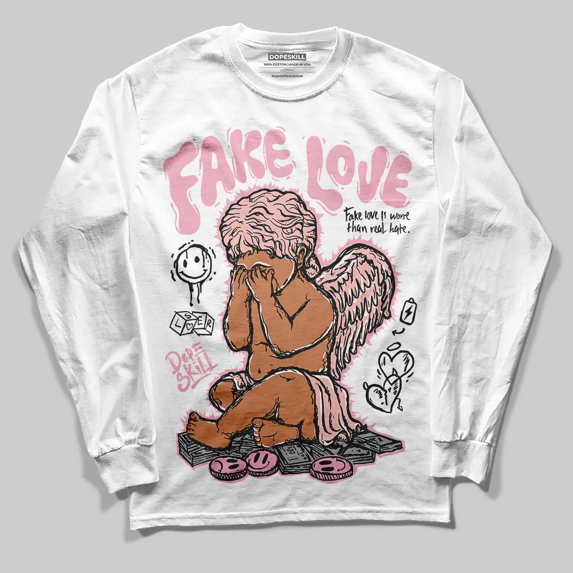 Stars Court White/Pink DopeSkill Long Sleeve T-Shirt New Fake Love Graphic sold by DopeSkill product image thumbnail 2