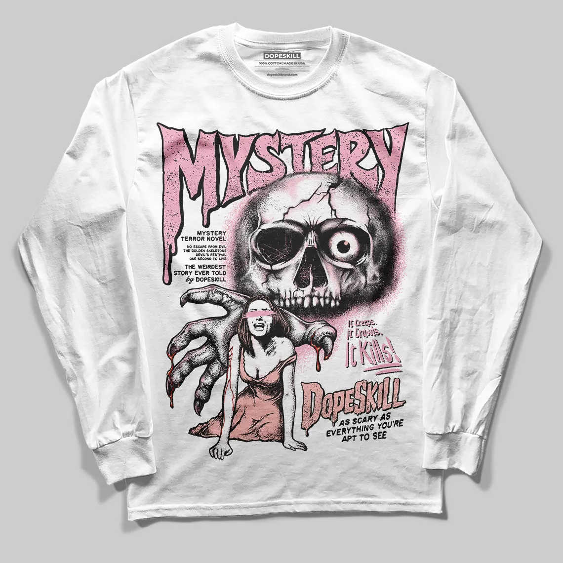 Stars Court White/Pink DopeSkill Long Sleeve T-Shirt Mystery Ghostly Grasp Graphic sold by DopeSkill product image thumbnail 2