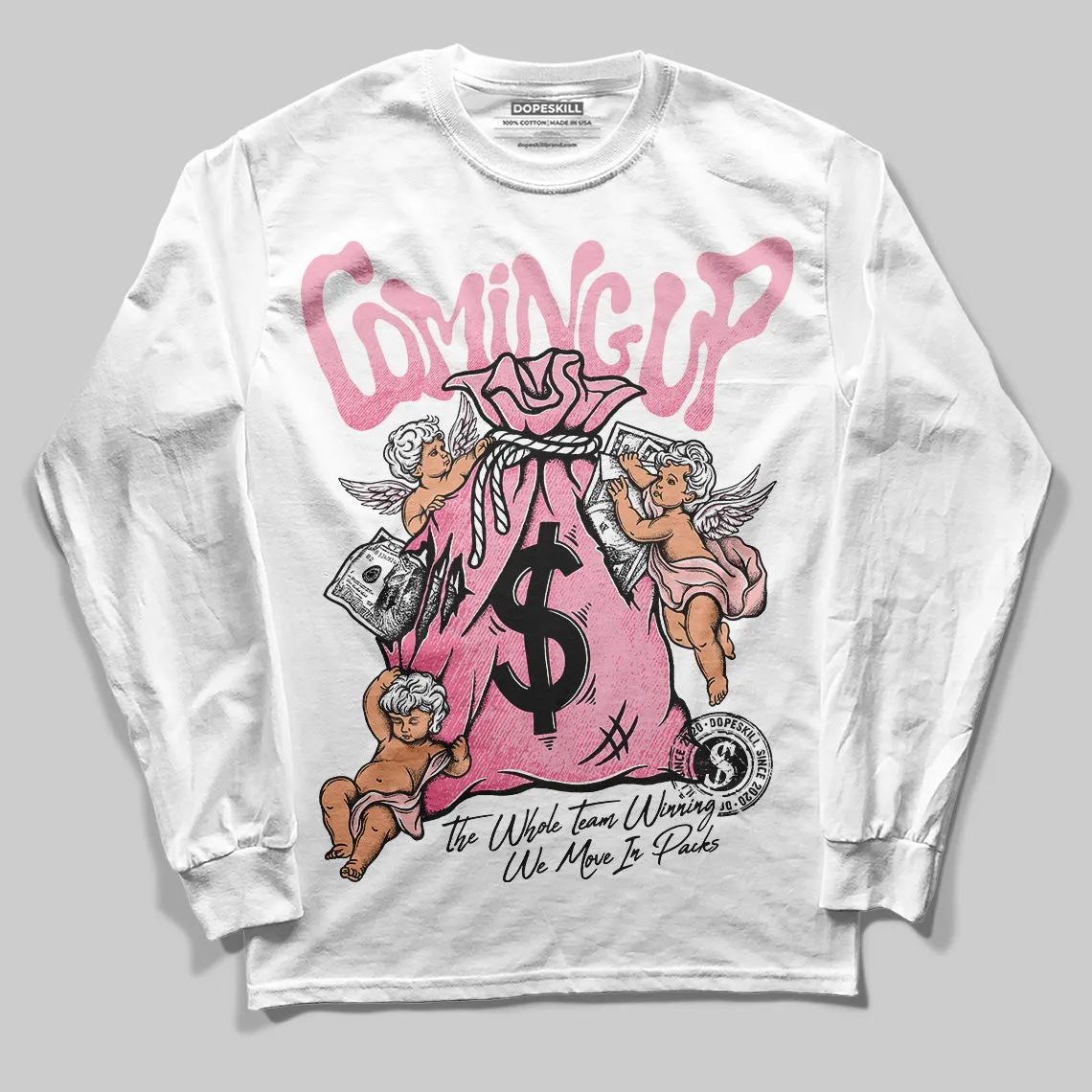 Stars Court White/Pink DopeSkill Long Sleeve T-Shirt Money Bag Coming Up Graphic sold by DopeSkill product image thumbnail 2