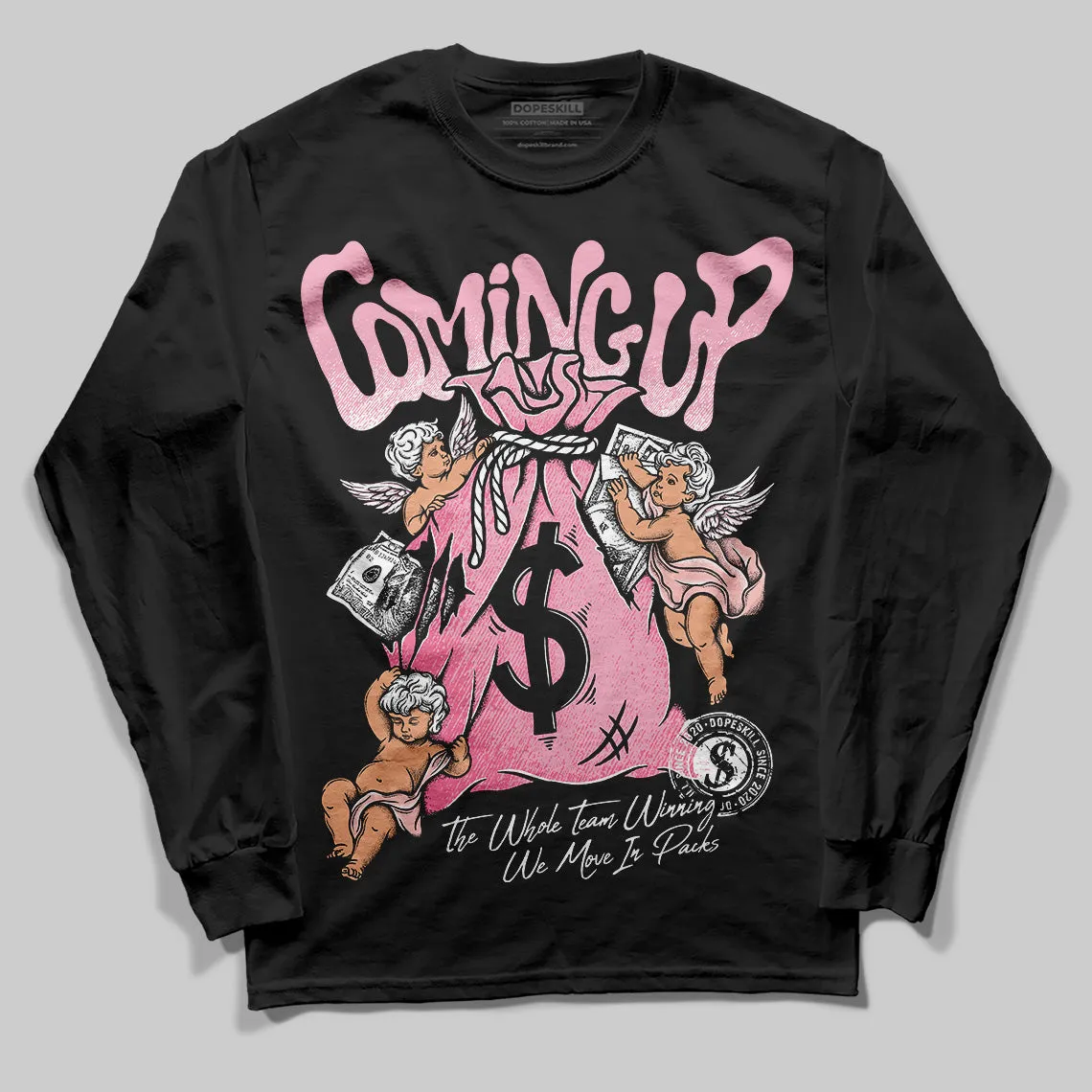 Stars Court White/Pink DopeSkill Long Sleeve T-Shirt Money Bag Coming Up Graphic sold by DopeSkill