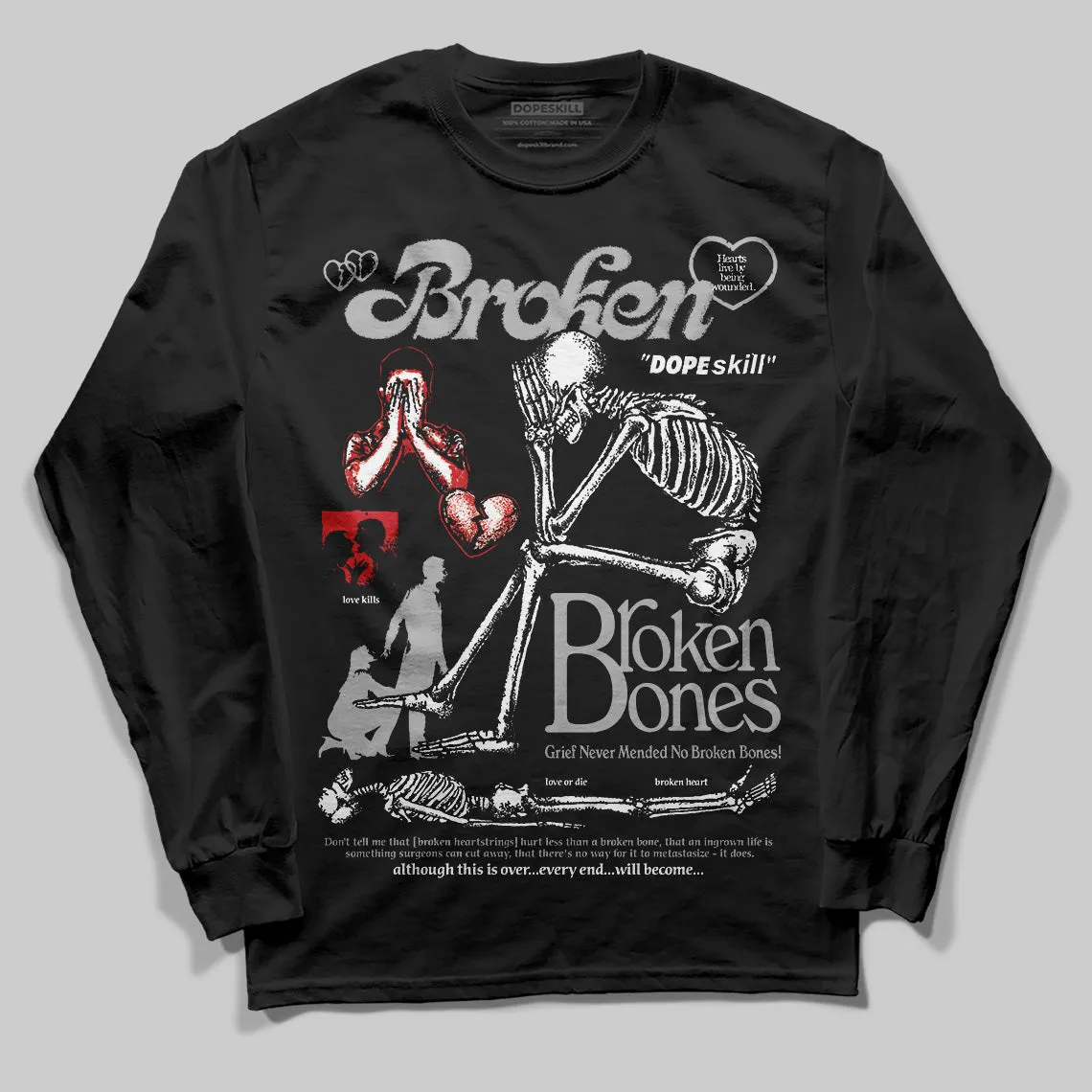 Black Cement 3s DopeSkill Long Sleeve T-Shirt Broken Bones Graphic sold by DopeSkill