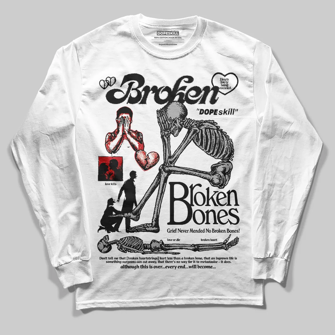 Black Cement 3s DopeSkill Long Sleeve T-Shirt Broken Bones Graphic sold by DopeSkill product image thumbnail 2