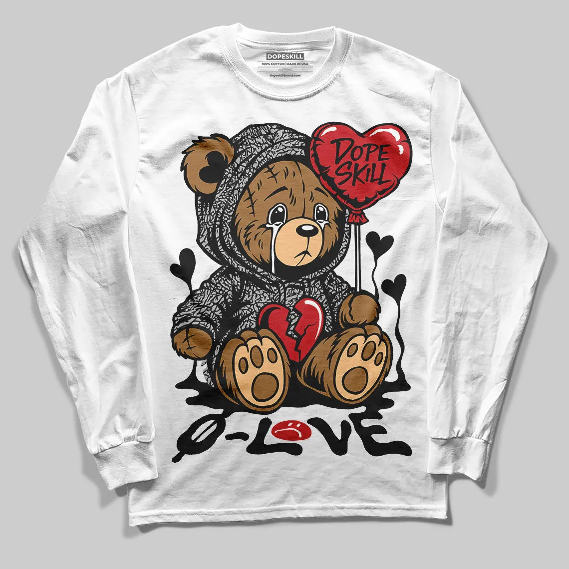 Black Cement 3s DopeSkill Long Sleeve T-Shirt Broken Bear Graphic sold by DopeSkill product image thumbnail 2