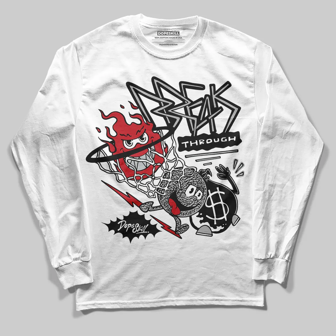 Black Cement 3s DopeSkill Long Sleeve T-Shirt Break Through Graphic sold by DopeSkill product image thumbnail 2