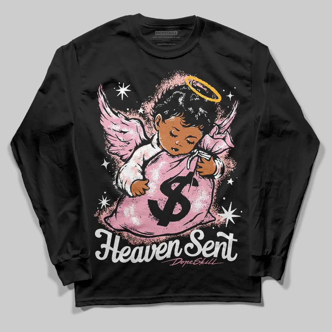 Stars Court White/Pink DopeSkill Long Sleeve T-Shirt Heaven Sent Graphic sold by DopeSkill