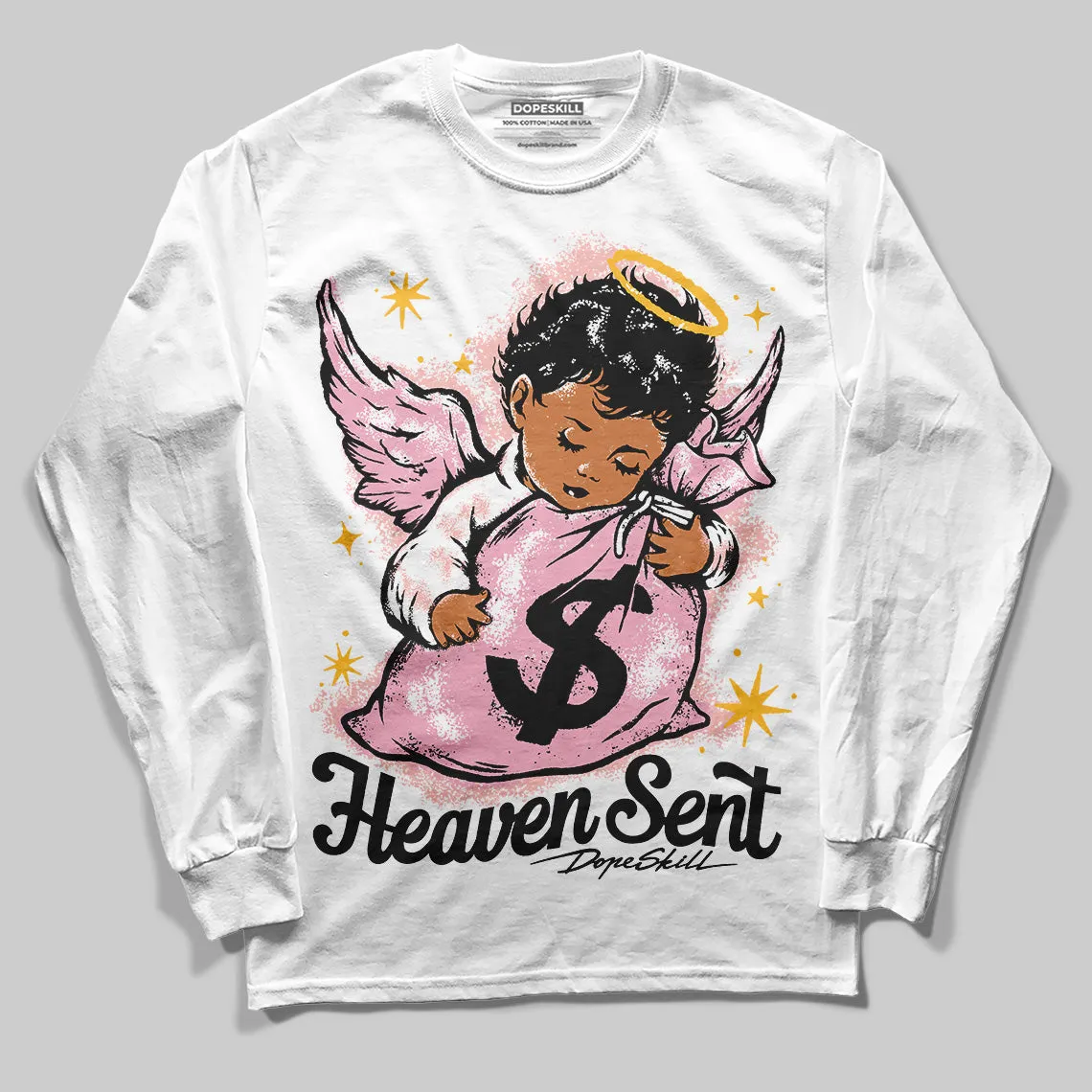 Stars Court White/Pink DopeSkill Long Sleeve T-Shirt Heaven Sent Graphic sold by DopeSkill product image thumbnail 2
