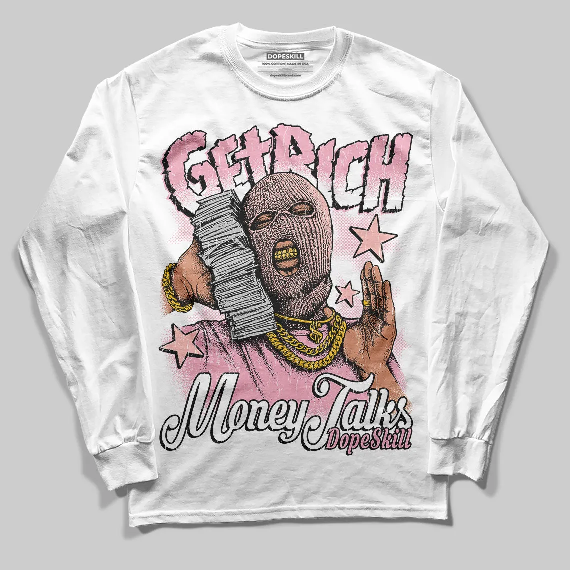 Stars Court White/Pink DopeSkill Long Sleeve T-Shirt Get Rich Graphic sold by DopeSkill product image thumbnail 2