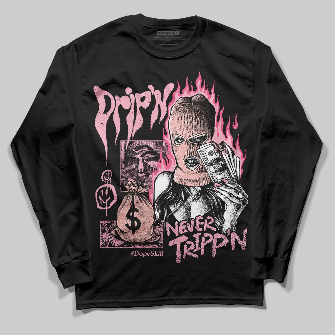 Stars Court White/Pink DopeSkill Long Sleeve T-Shirt Drip'n Never Tripp'n Graphic sold by DopeSkill