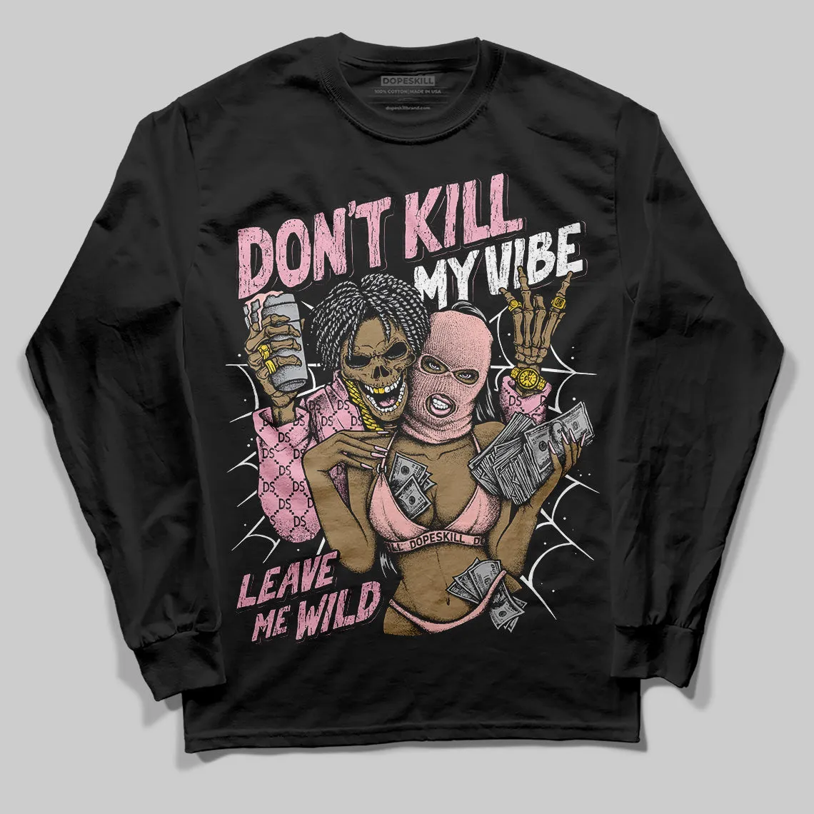 Stars Court White/Pink DopeSkill Long Sleeve T-Shirt Don't Kill My Vibe Graphic sold by DopeSkill