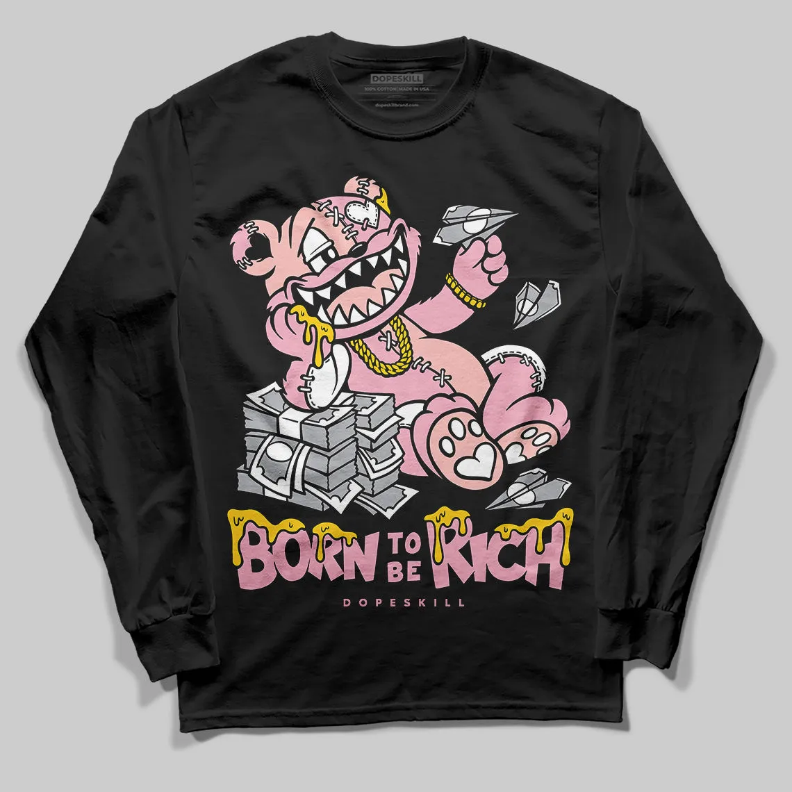 Stars Court White/Pink DopeSkill Long Sleeve T-Shirt Born To Be Rich Graphic sold by DopeSkill
